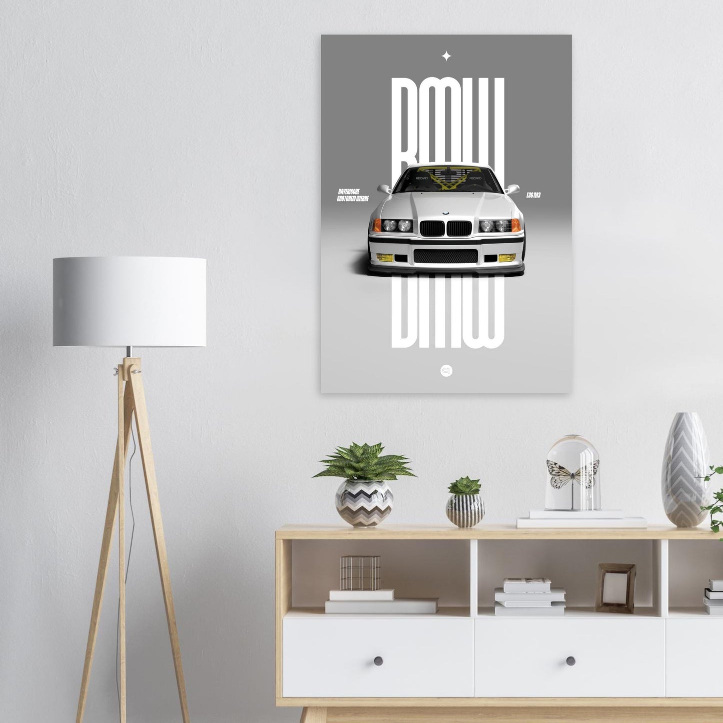 Car Poster - BMW E36 - White