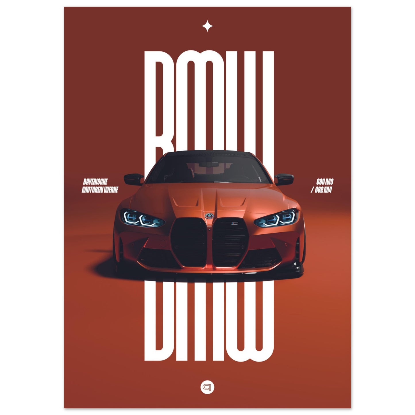Car Poster - BMW G80 M3 / G82 M4 Bumper - Orange
