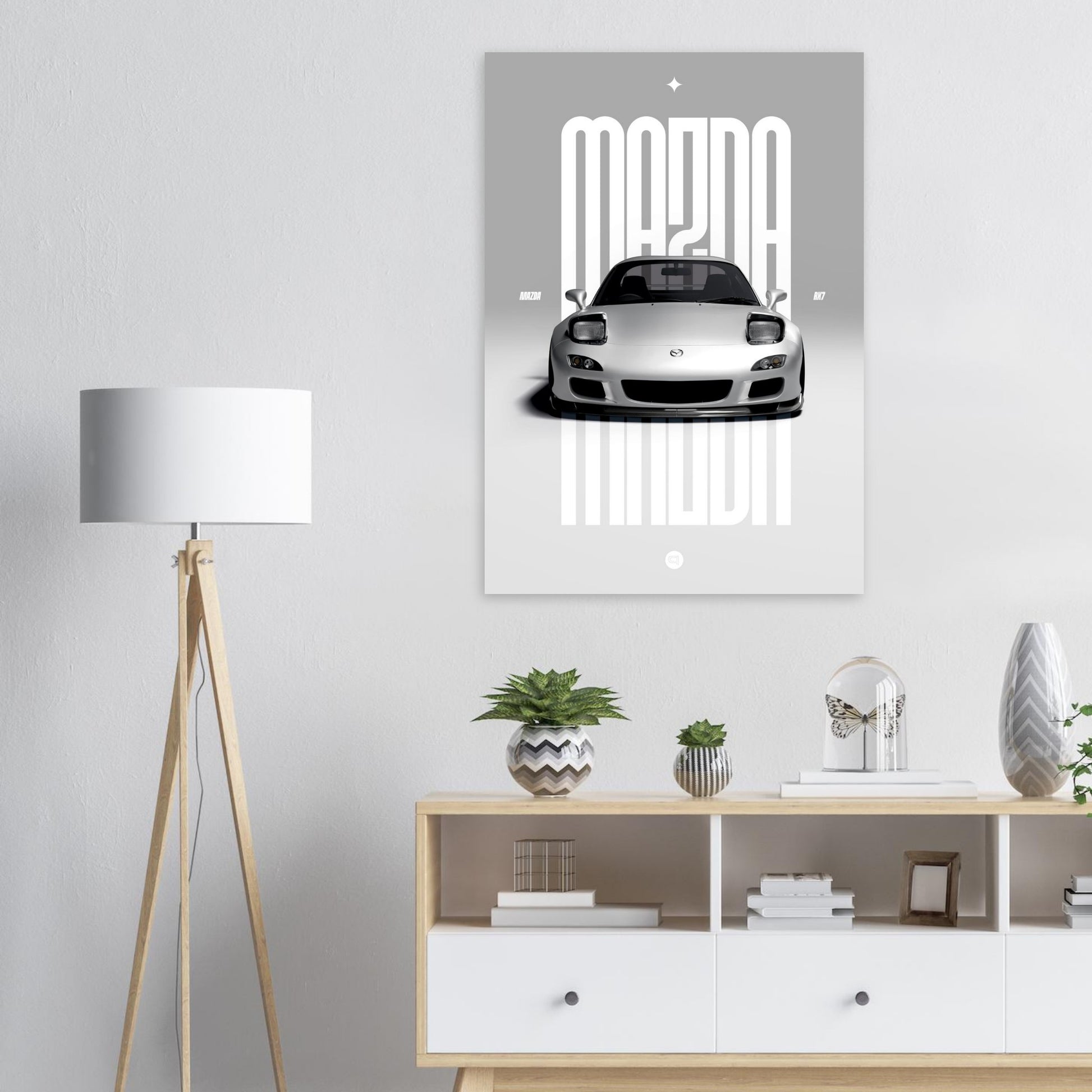 Car Poster - Mazda RX7 - White Pop up