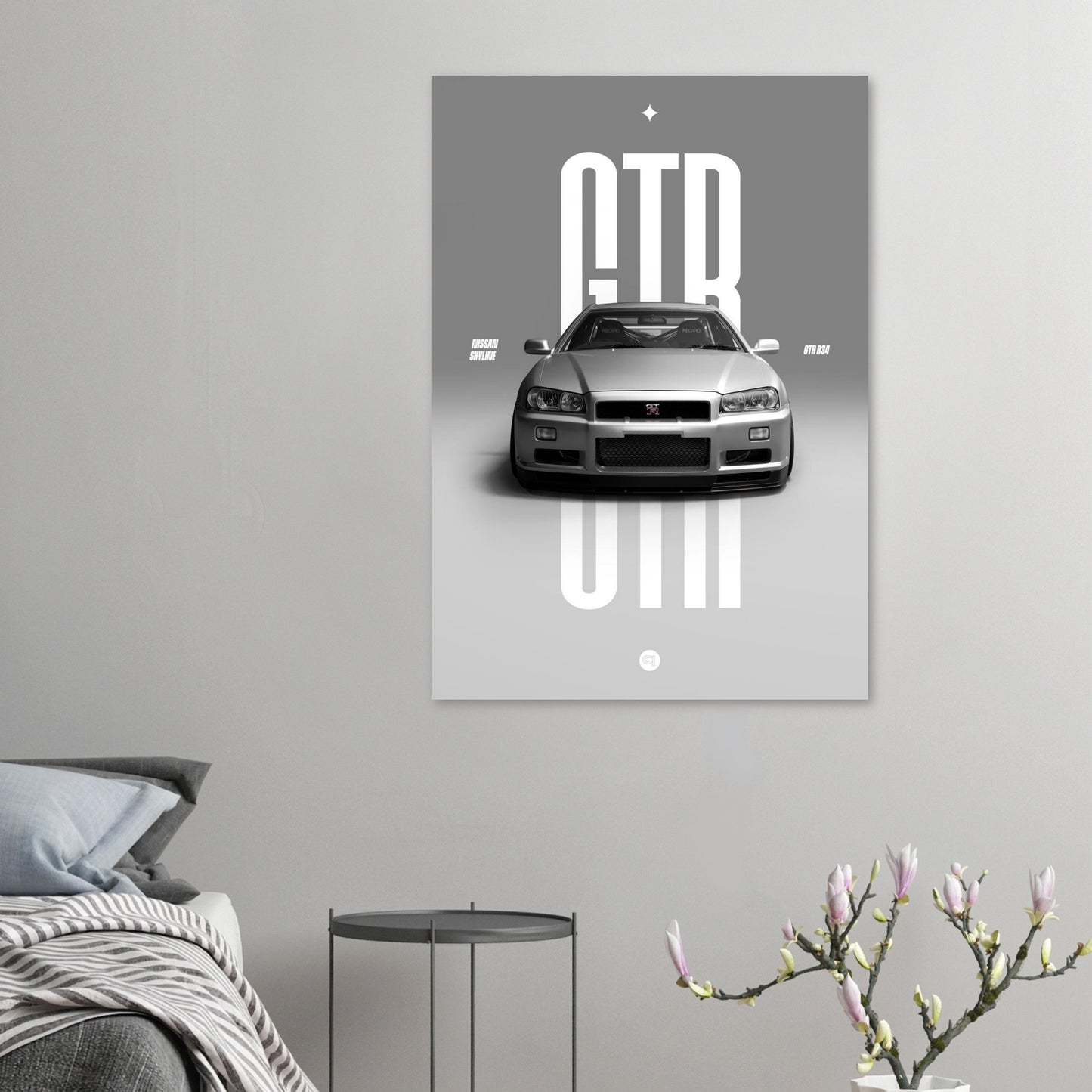 Car Poster - Nissan Skyline GTR R34 - White