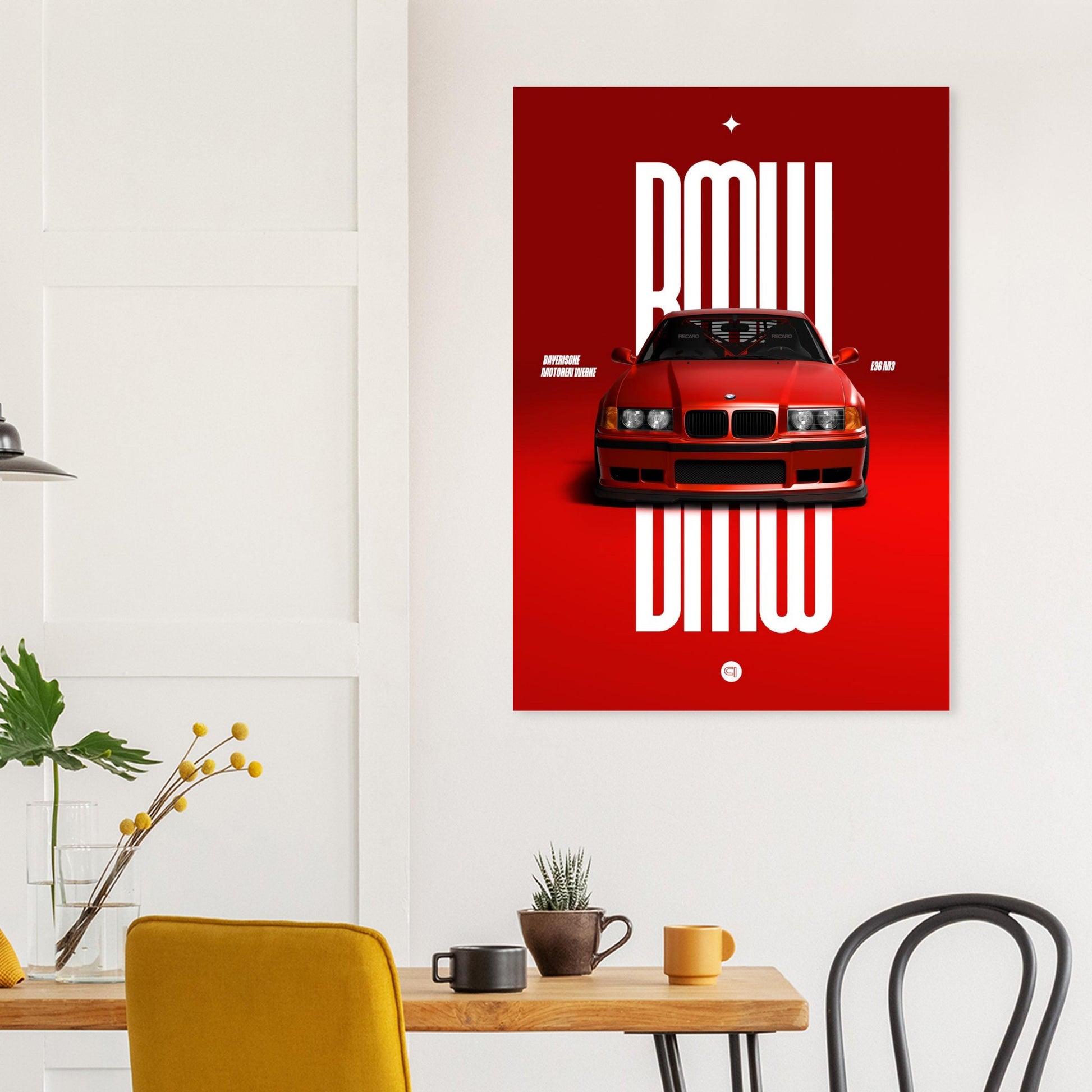 Car Poster - BMW E36 - Red