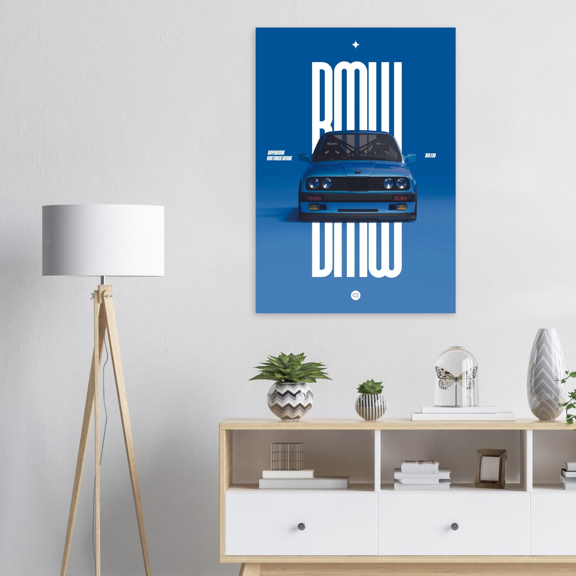 Car Poster - BMW E30 - Blue