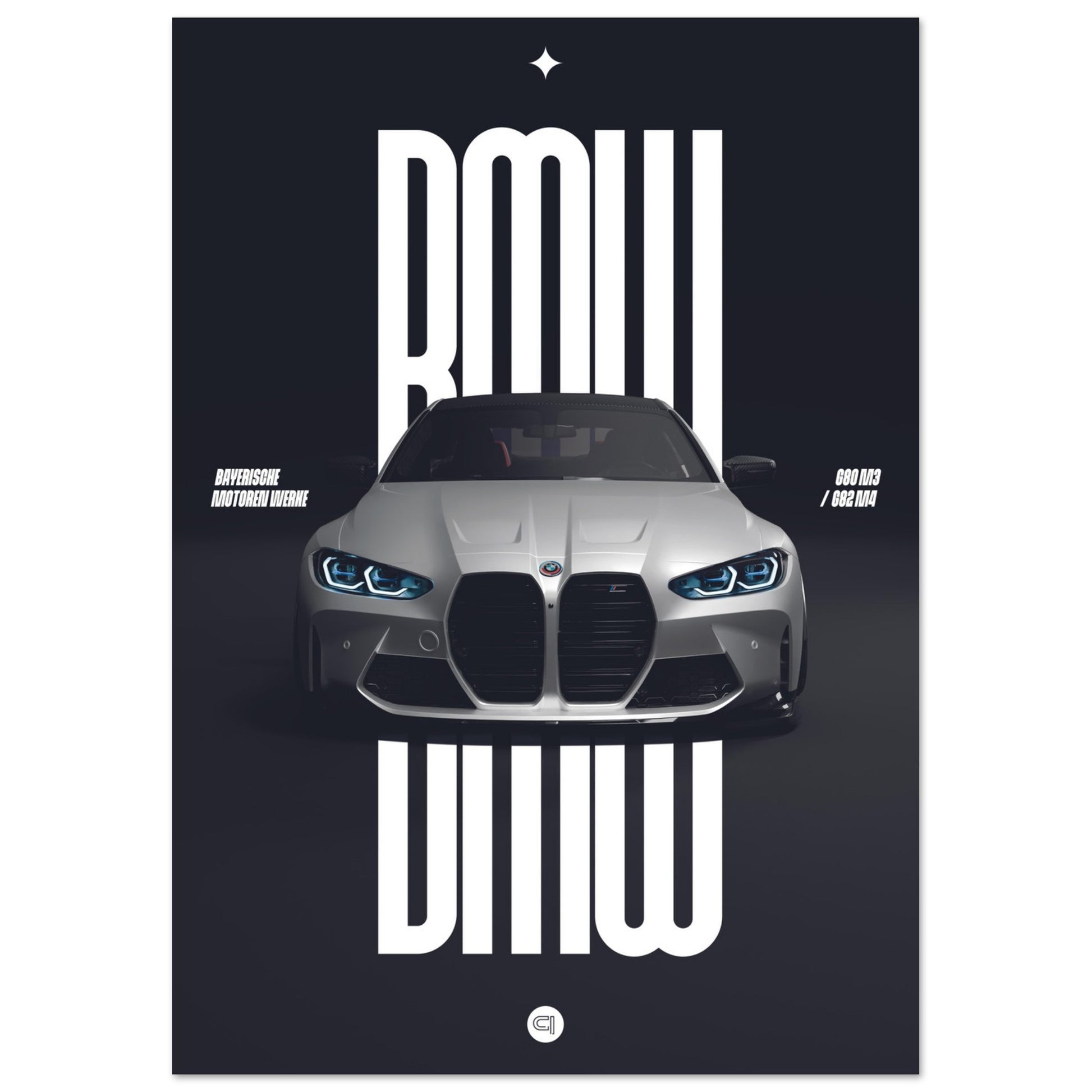 Car Poster - BMW G80 M3 / G82 M4 Bumper - White