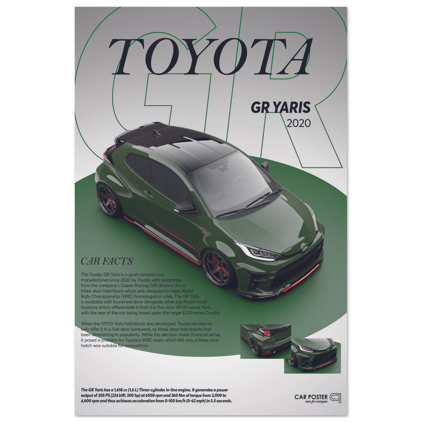Car Poster - Toyota GR Yaris - Green