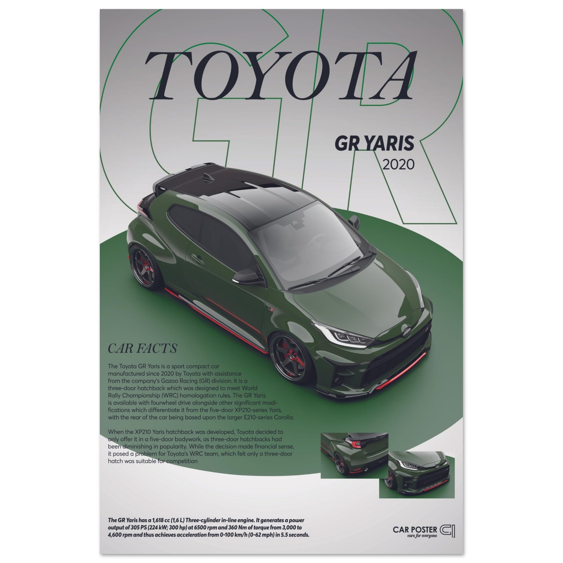 Car Poster - Toyota GR Yaris - Green