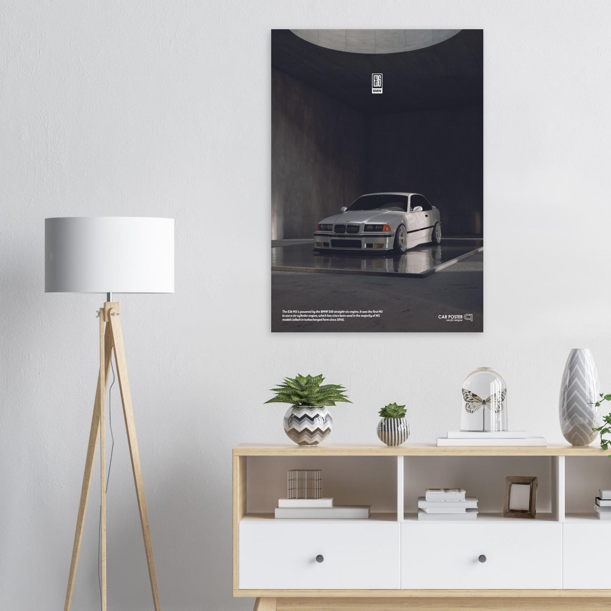 Car Poster - BMW E36 M3 - White