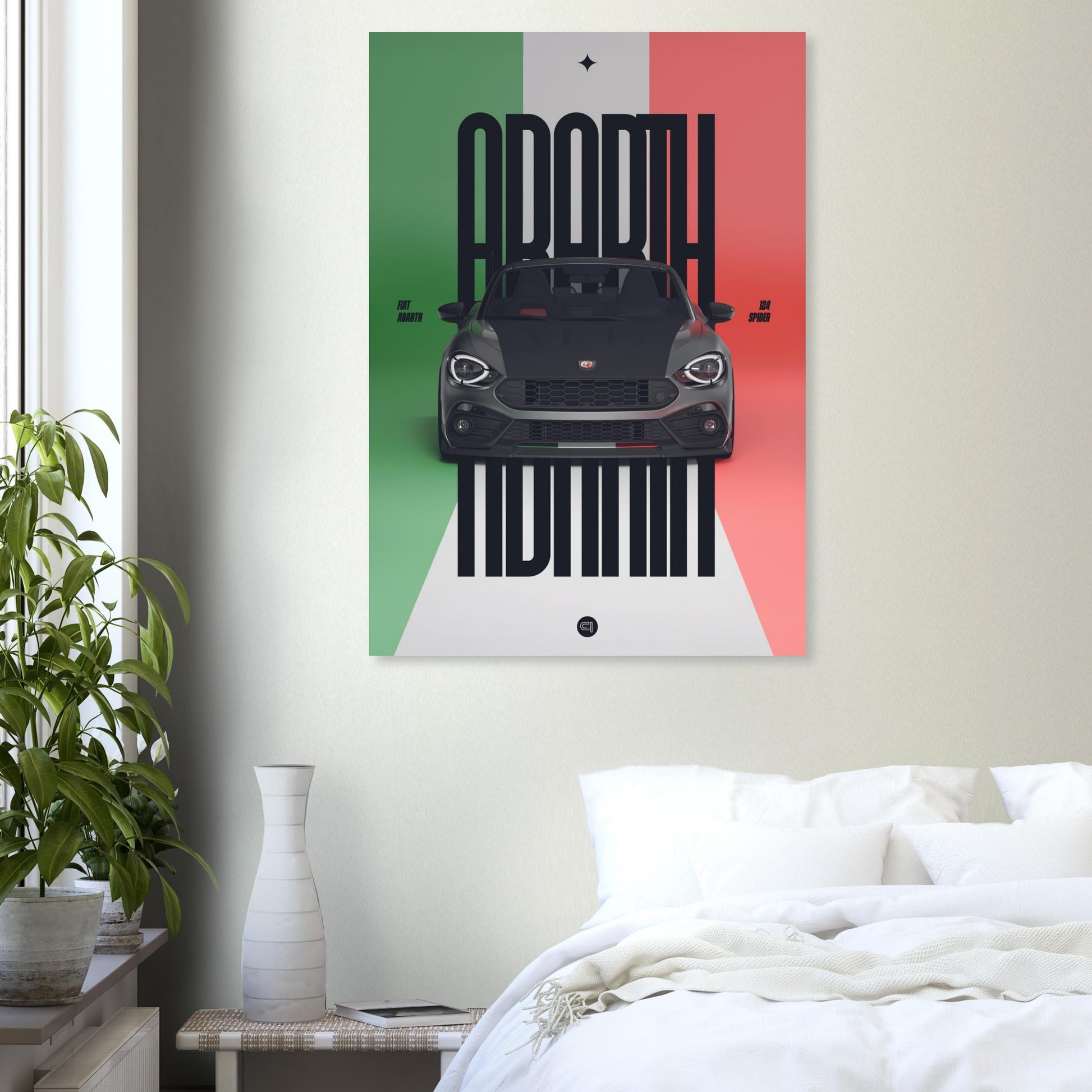 Car Poster - Fiat Abarth 124 Spider - Italy black typo