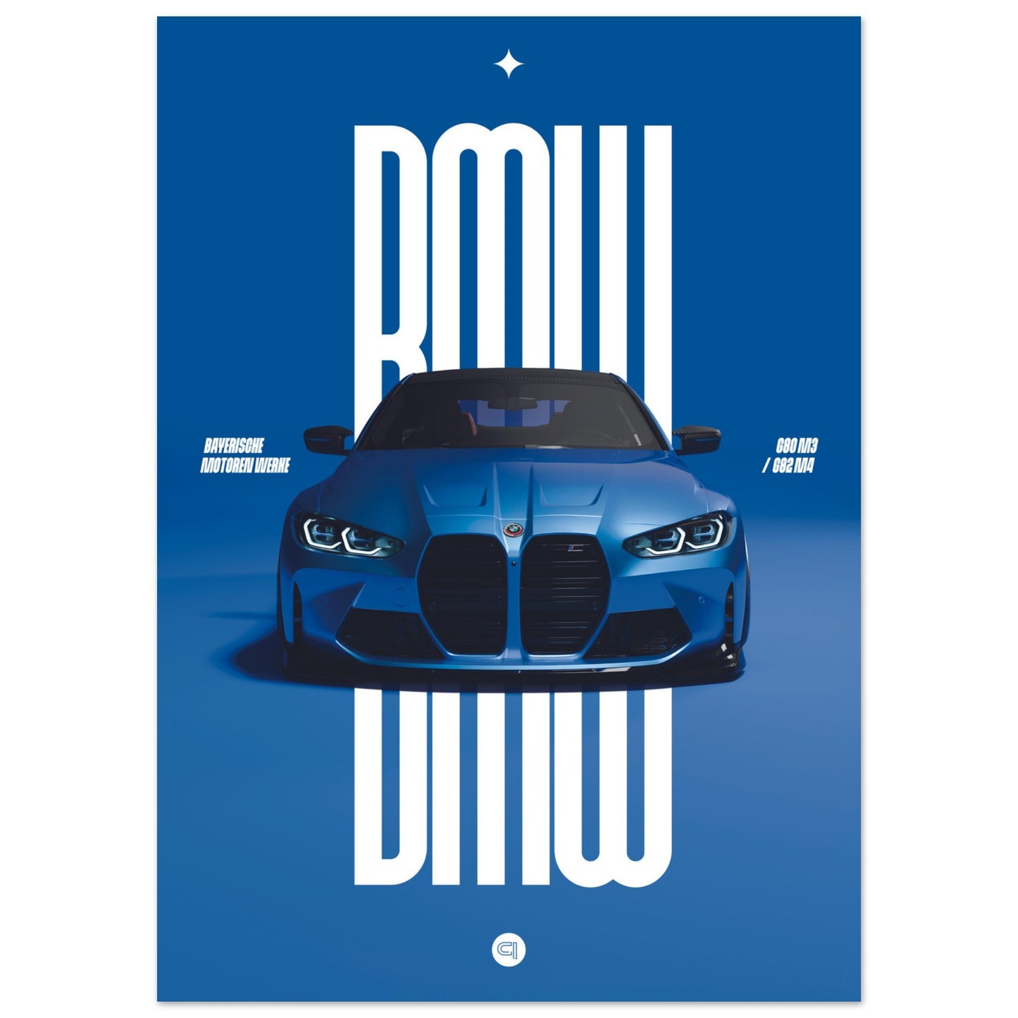 Car Poster - BMW G80 M3 / G82 M4 Bumper - Blue