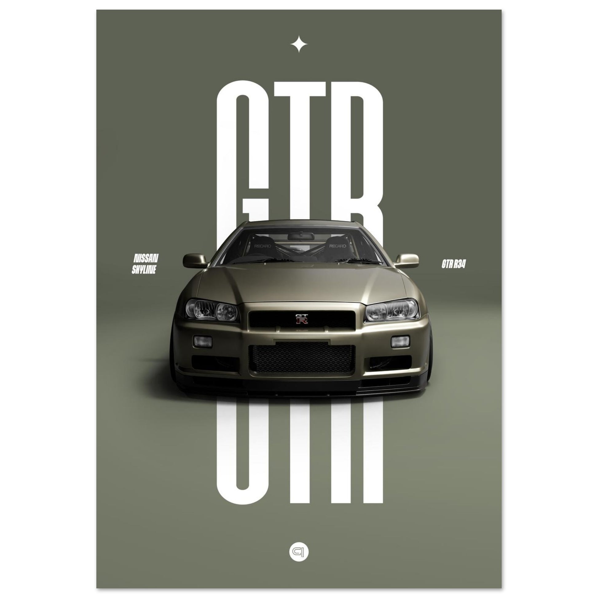 Car Poster - Nissan Skyline GTR R34 - Millenium Jade