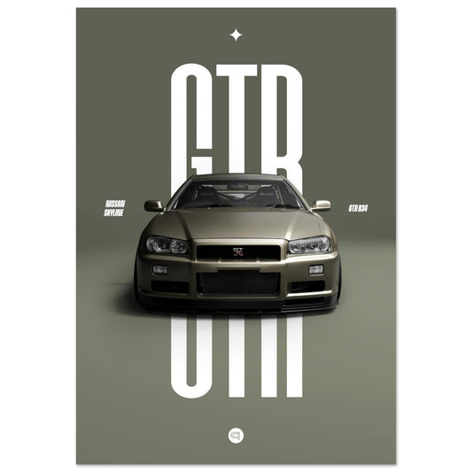 Car Poster - Nissan Skyline GTR R34 - Millenium Jade