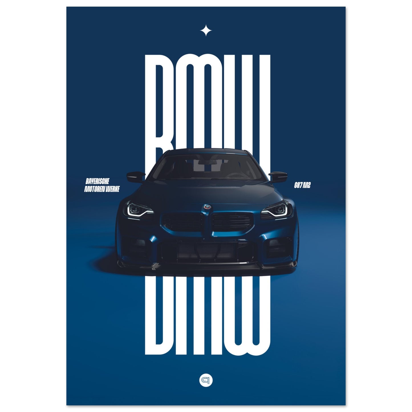 Car Poster - BMW G87 M2 - Darkblue
