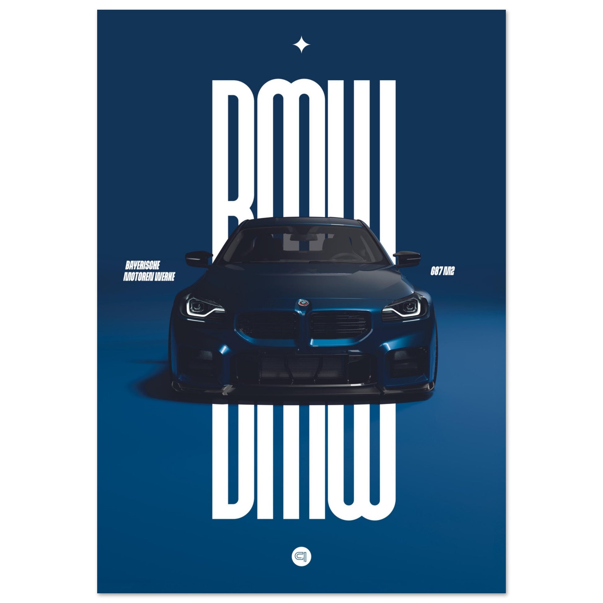 Car Poster - BMW G87 M2 - Darkblue
