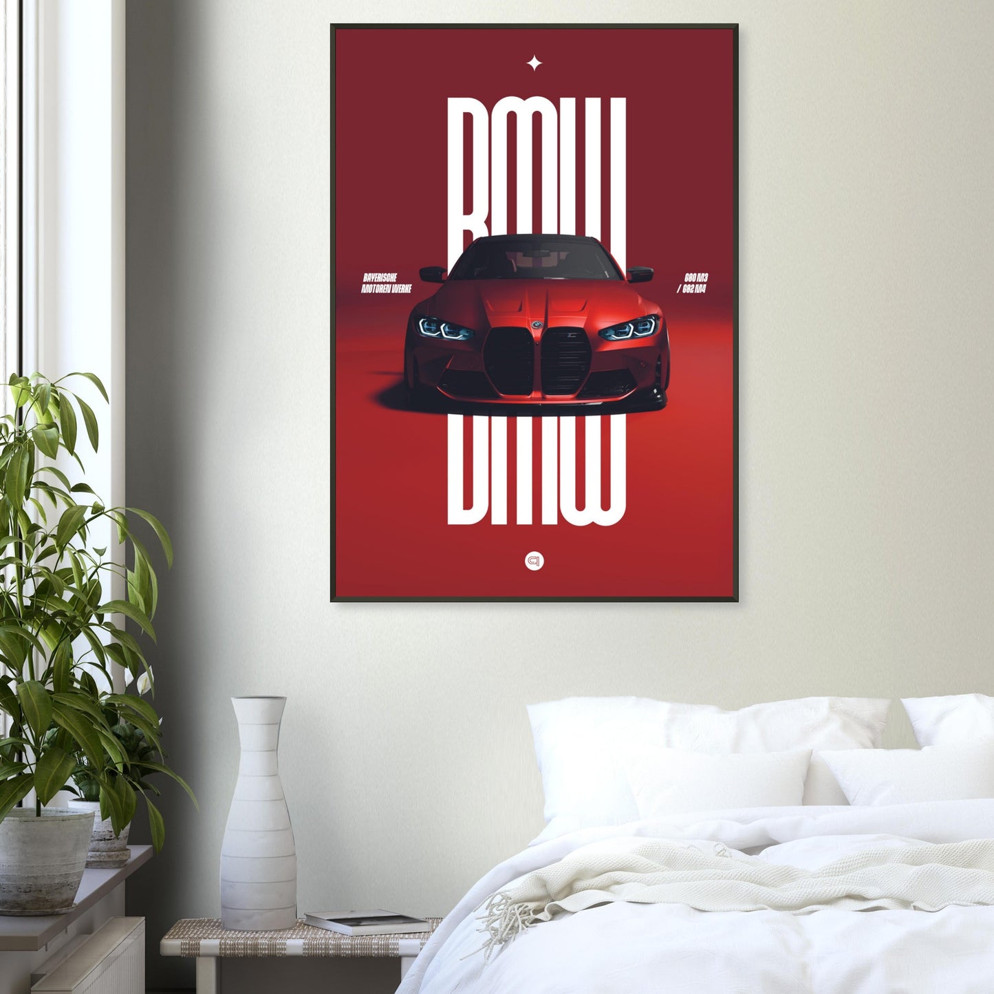 Framed Car Poster - BMW G80 M3 / G82 M4 Bumper - Red