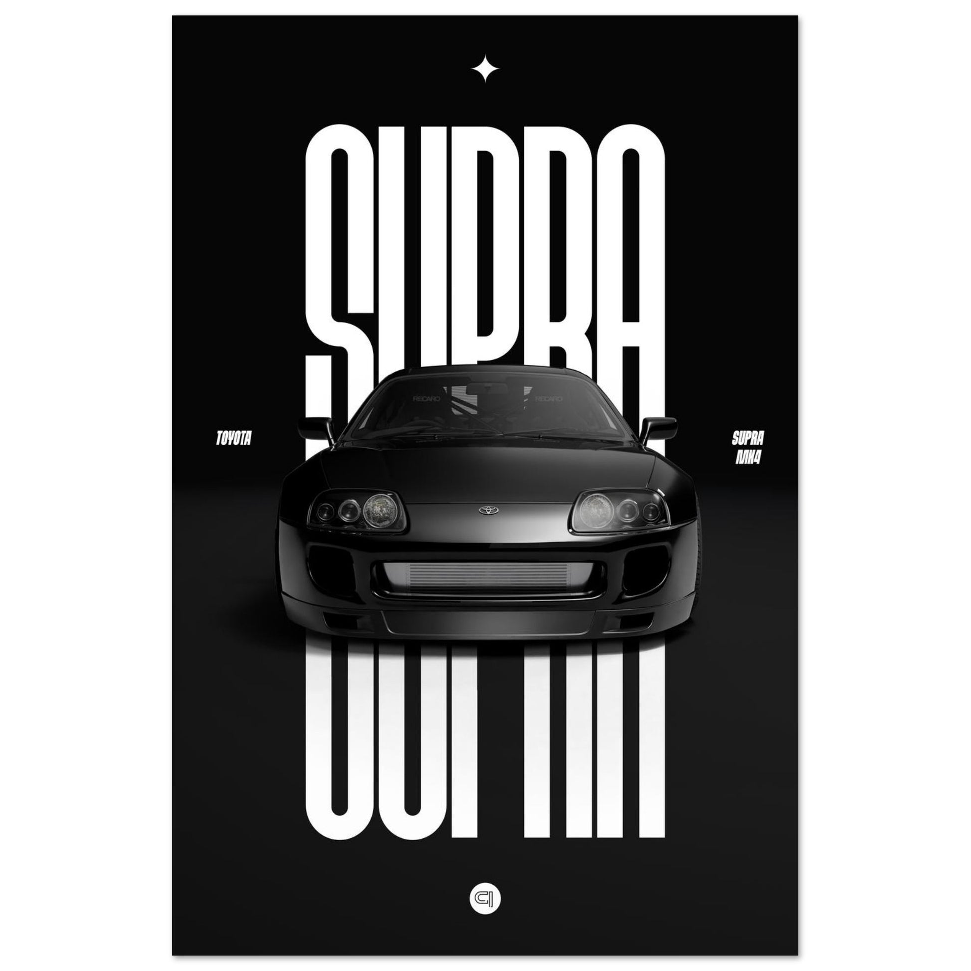 Car Poster - Toyota Supra MK4 - Black