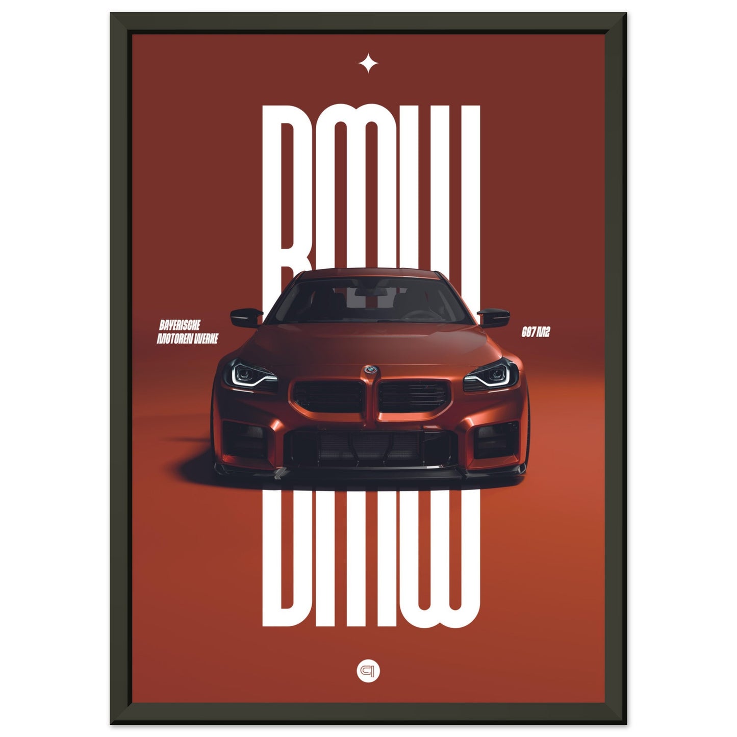 Framed Car Poster - BMW G87 M2 - Orange