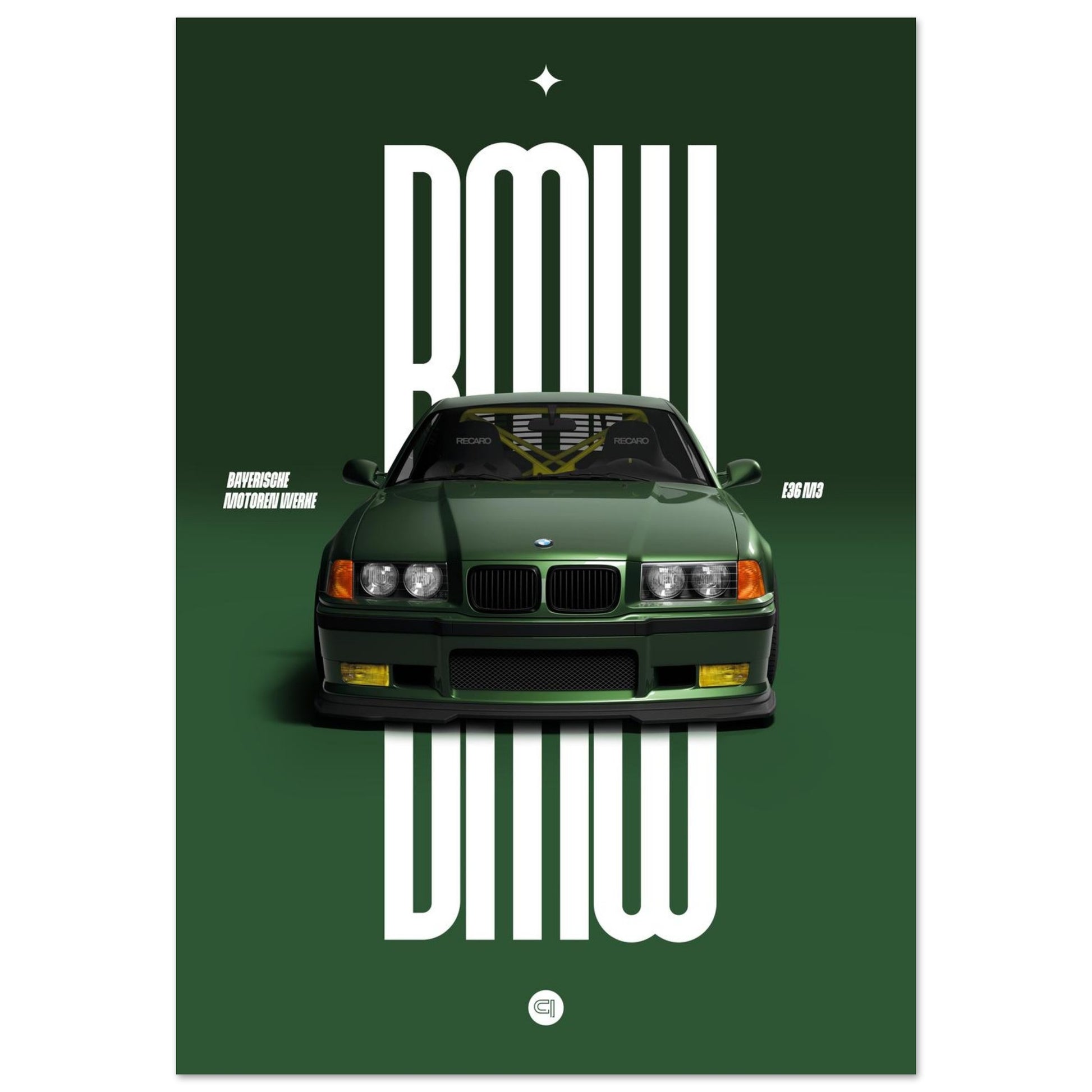 Car Poster - BMW E36 - Green