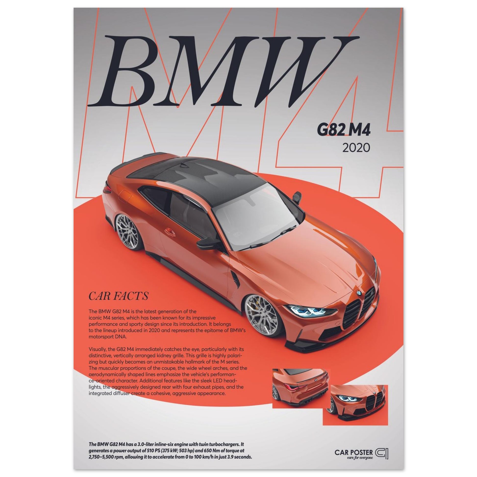 Car Poster - BMW G82 M4 - Orange