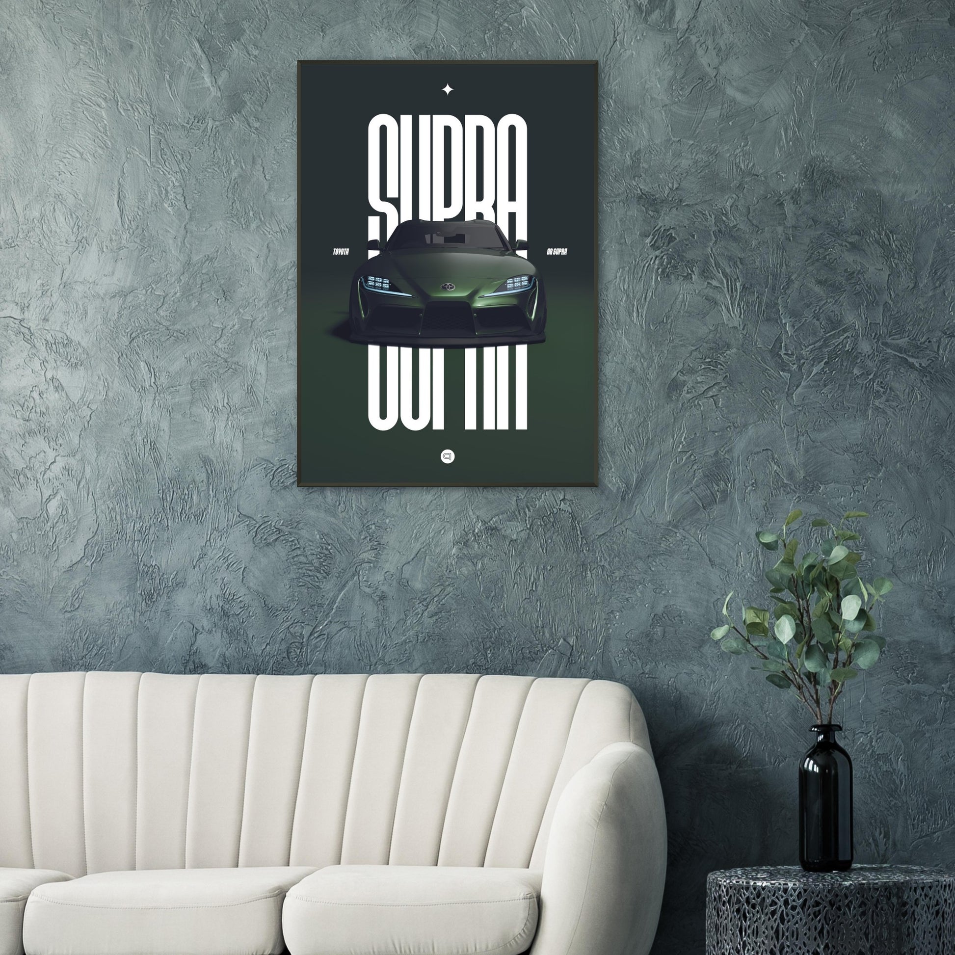 Framed Car Poster - Toyota GR Supra Bumper - Green