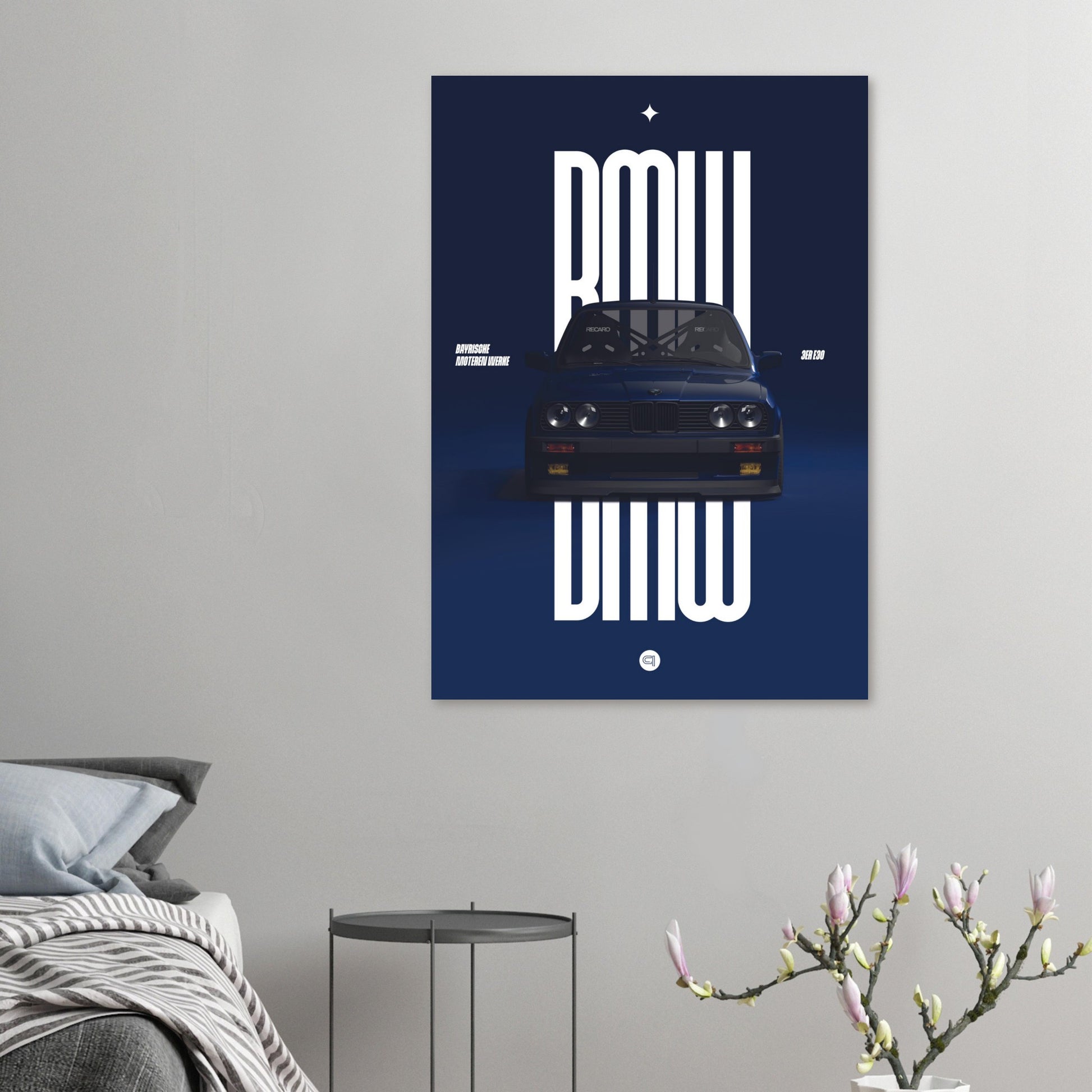 Car Poster - BMW E30 - Darkblue