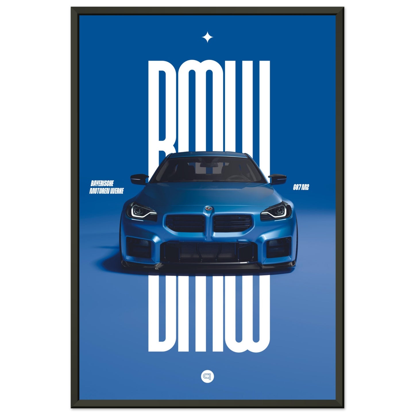 Framed Car Poster - BMW G87 M2 - Blue