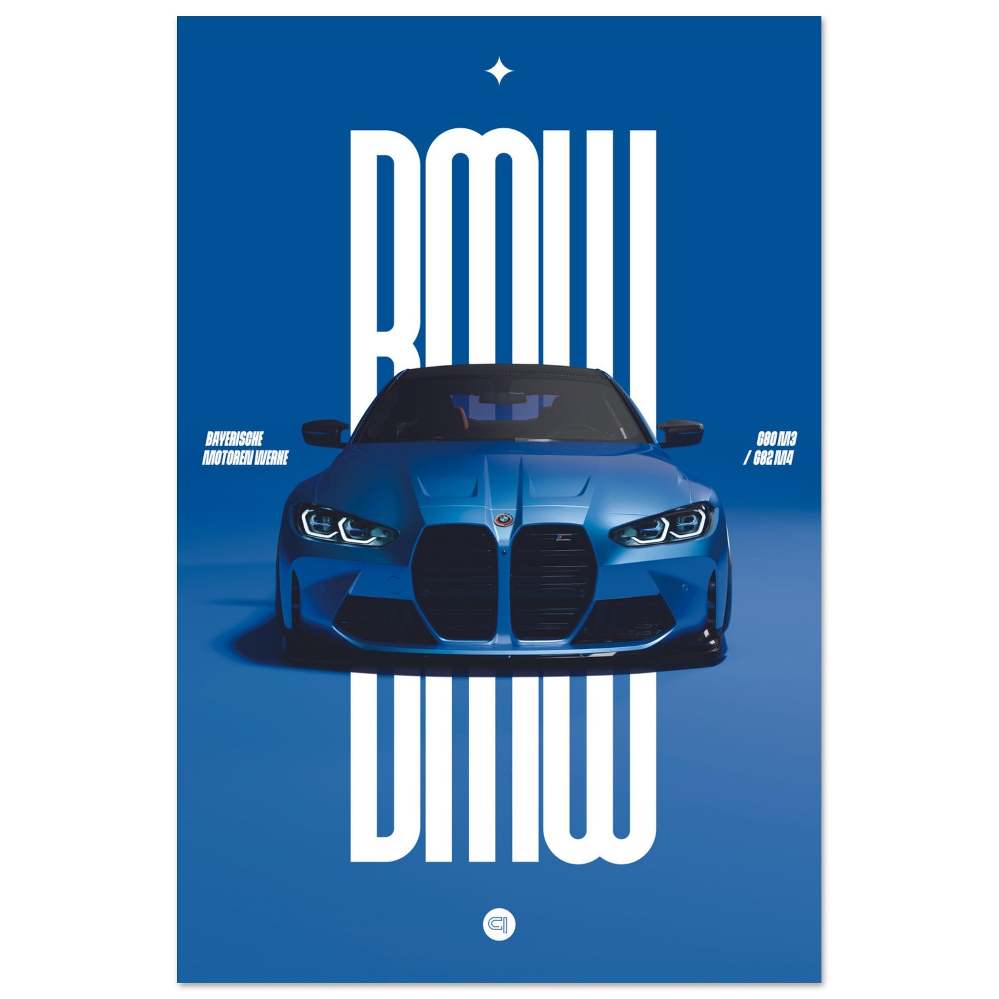 Car Poster - BMW G80 M3 / G82 M4 Bumper - Blue