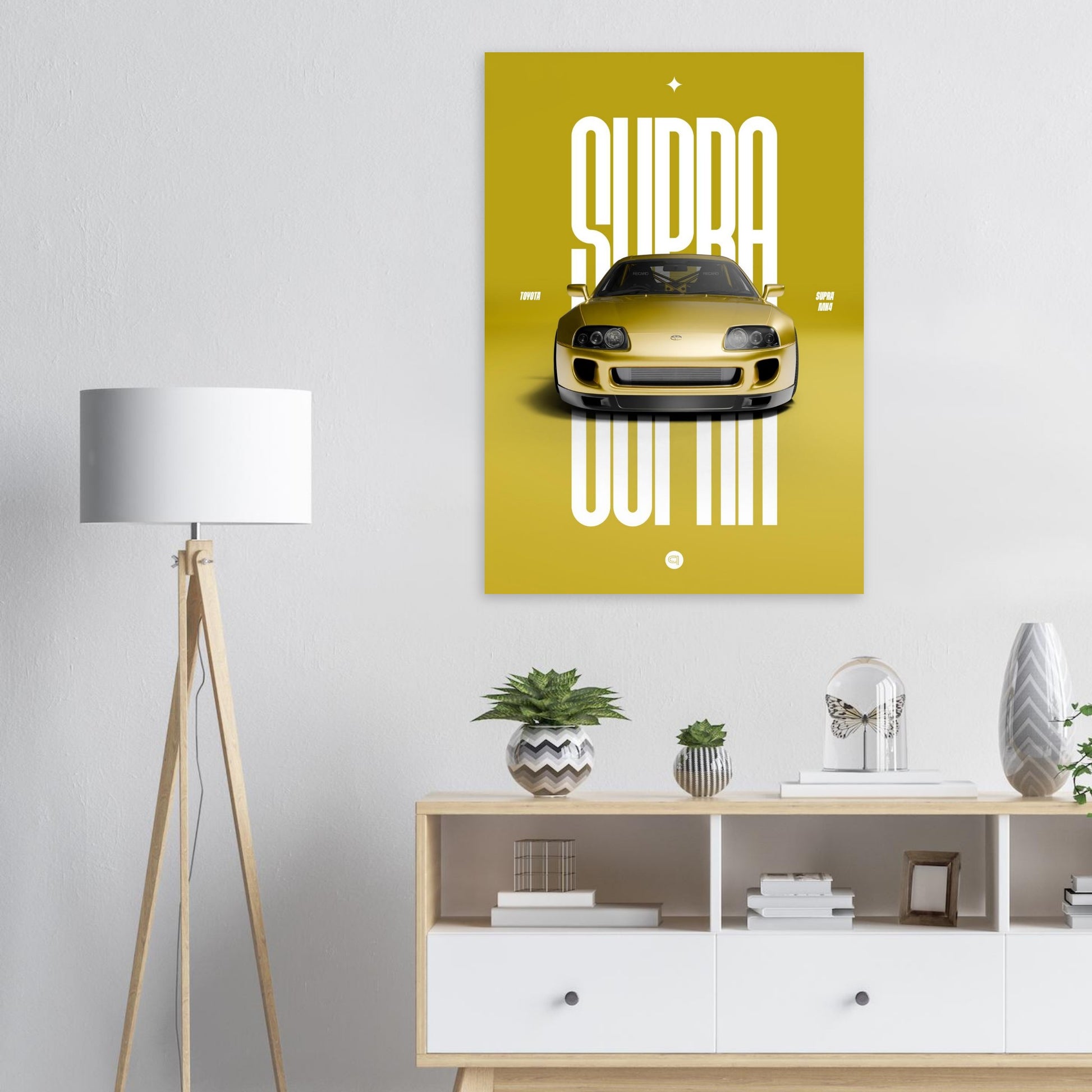 Car Poster - Toyota Supra MK4 - Yellow