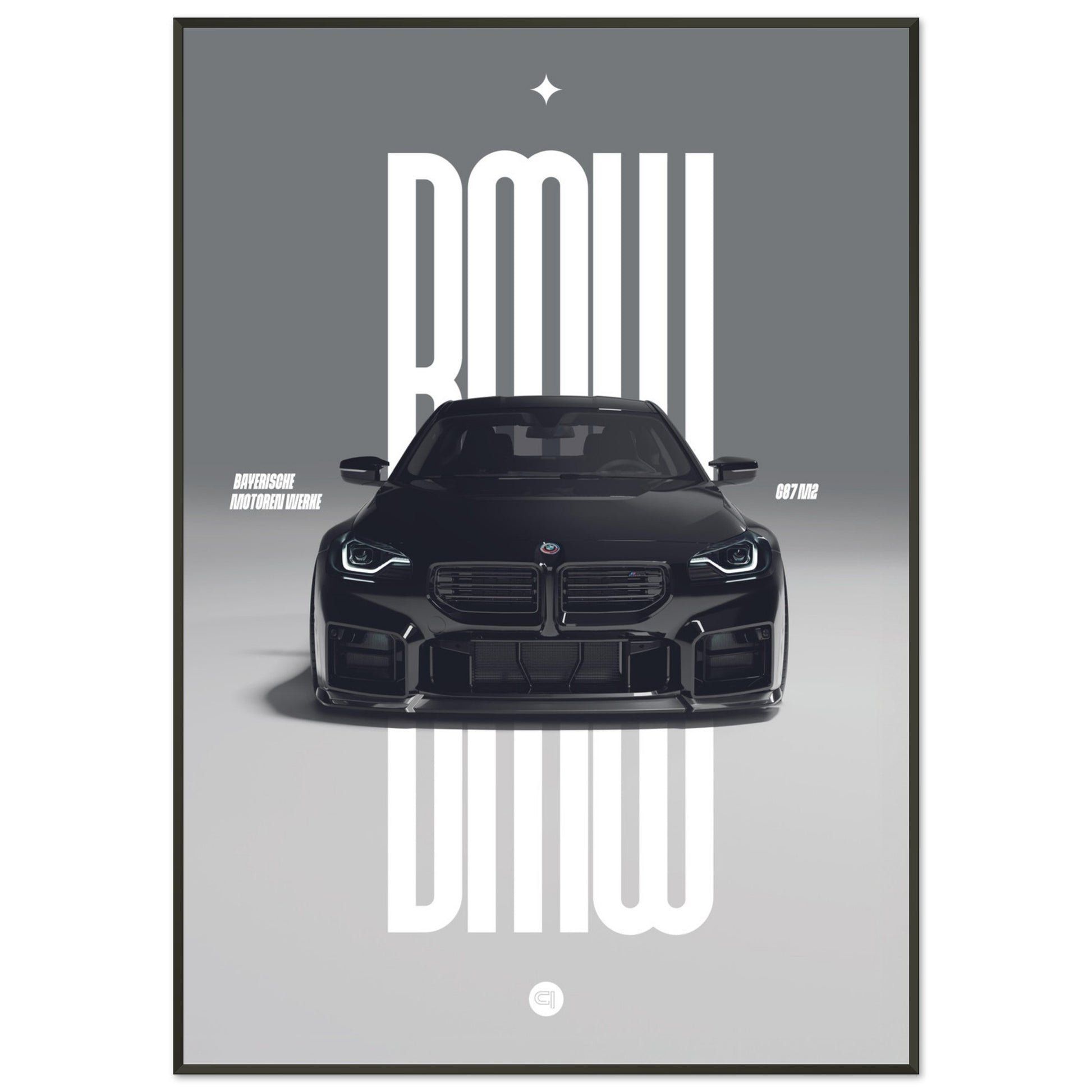 Framed Car Poster - BMW G87 M2 - Black