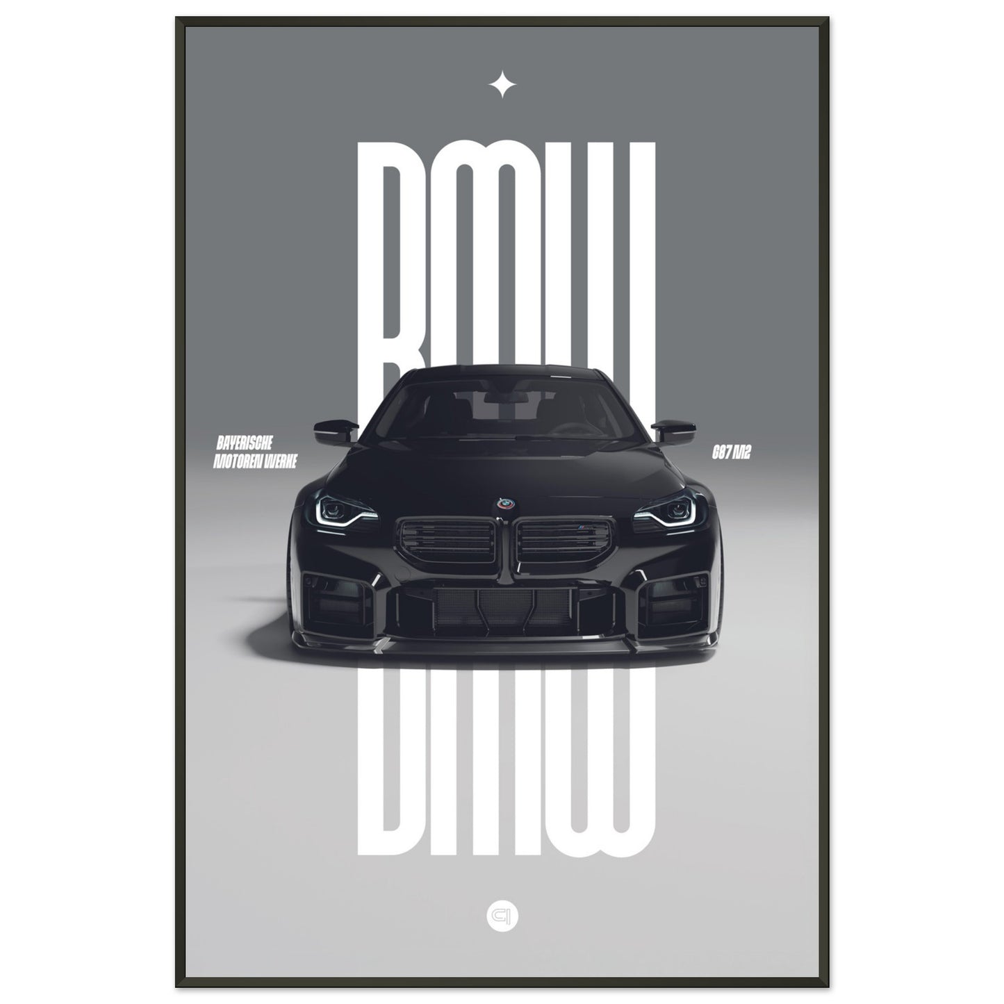 Framed Car Poster - BMW G87 M2 - Black