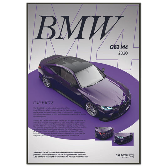 Framed Car Poster - BMW G82 M4 - Purple