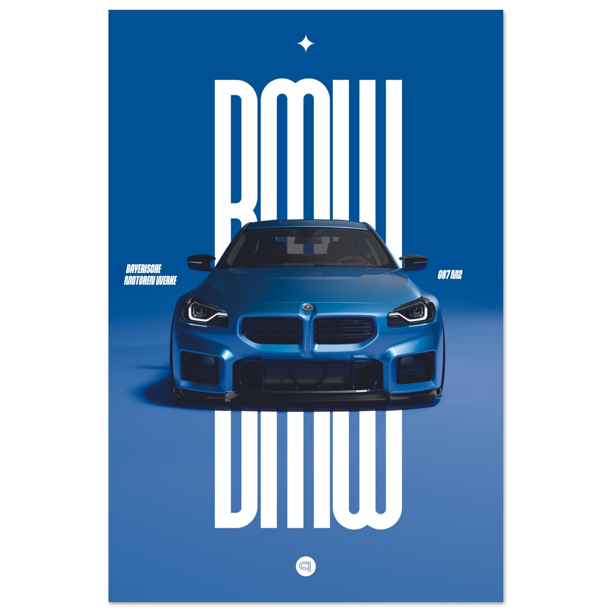 Car Poster - BMW G87 M2 - Blue
