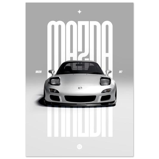 Car Poster - Mazda RX7 - White Pop up