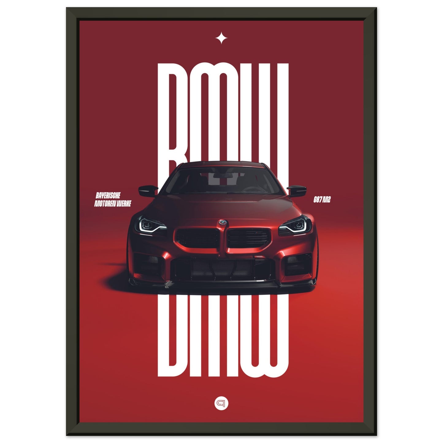 Framed Car Poster - BMW G87 M2 - Red