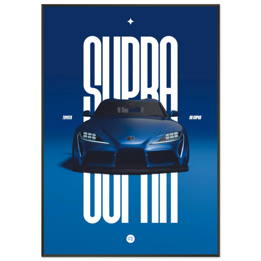 Framed Car Poster - Toyota GR Supra Bumper - Blue