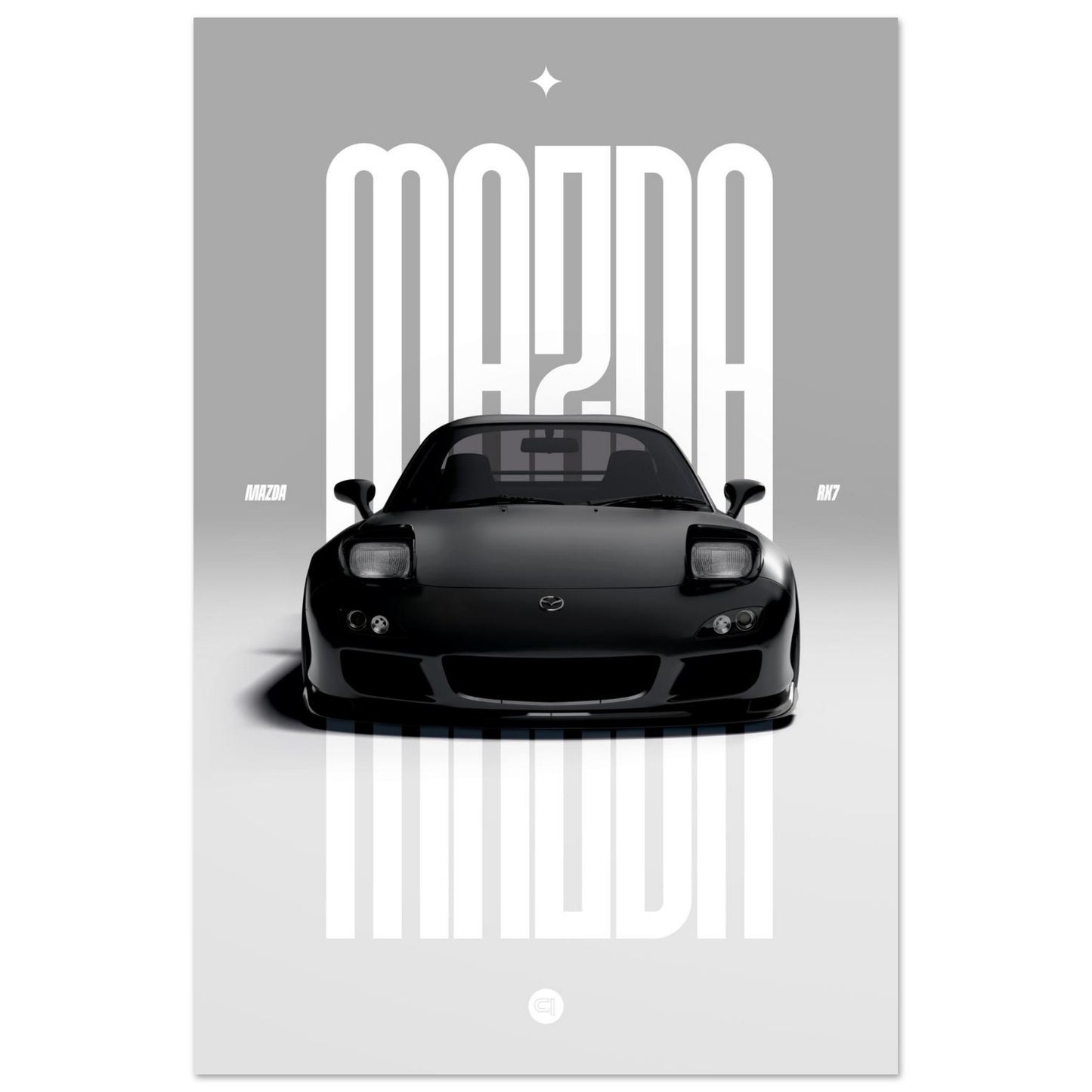 Car Poster - Mazda RX7 - Black Pop up