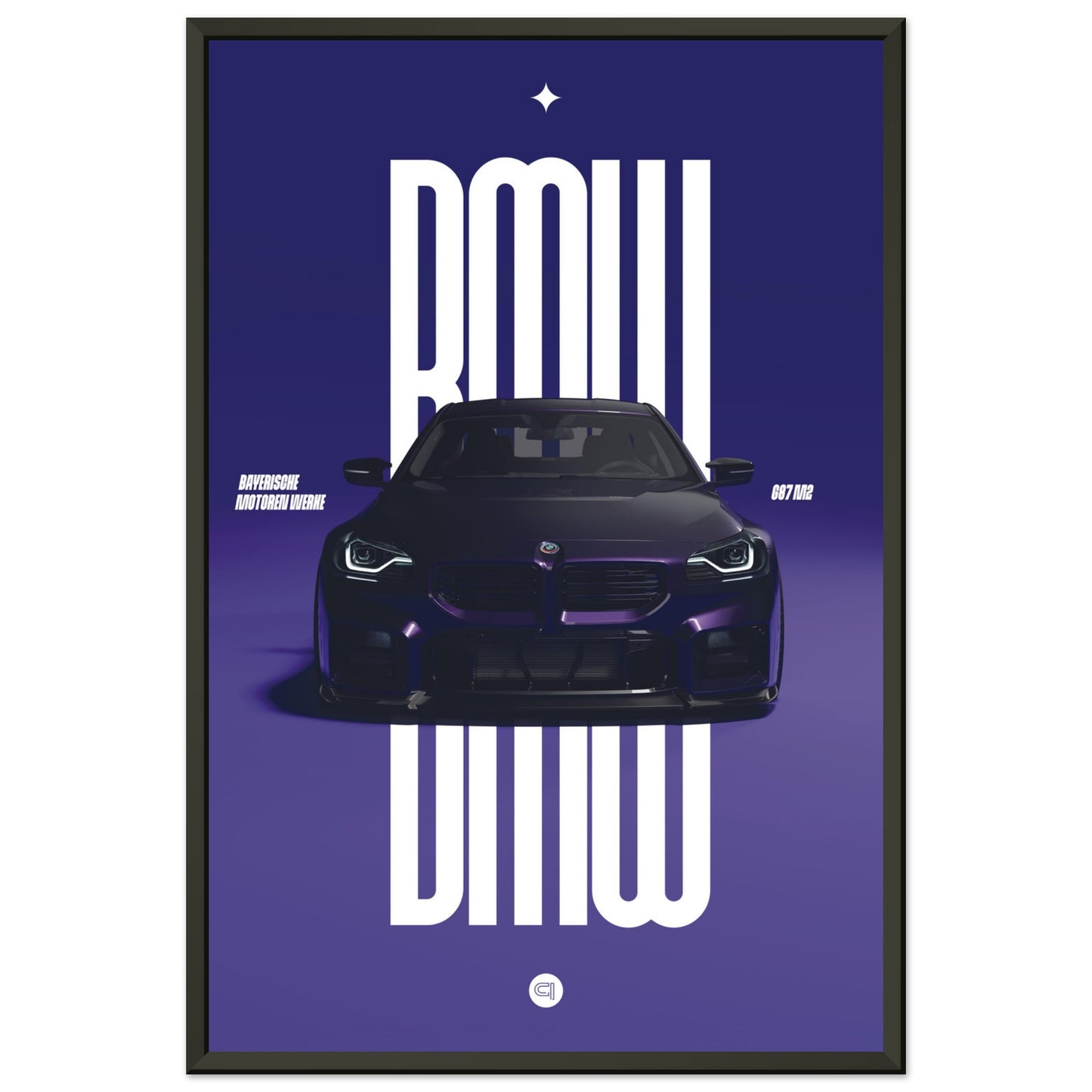 Framed Car Poster - BMW G87 M2 - Purble