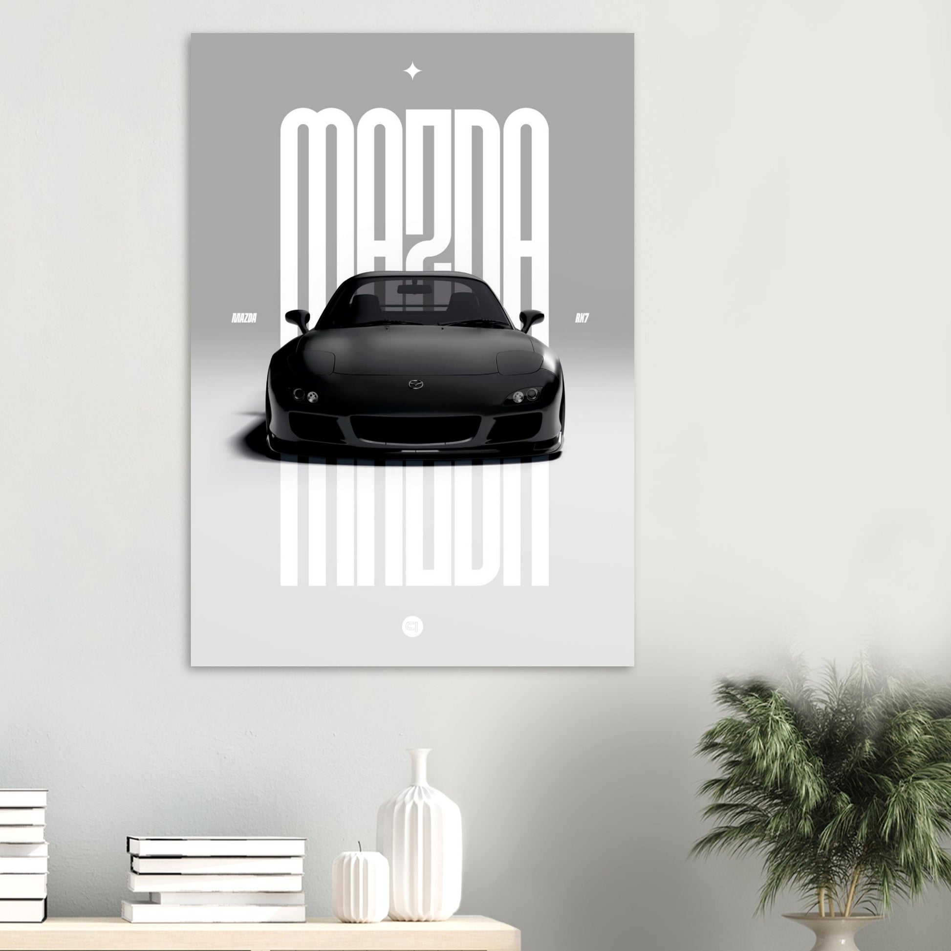 Car Poster - Mazda RX7 - Black