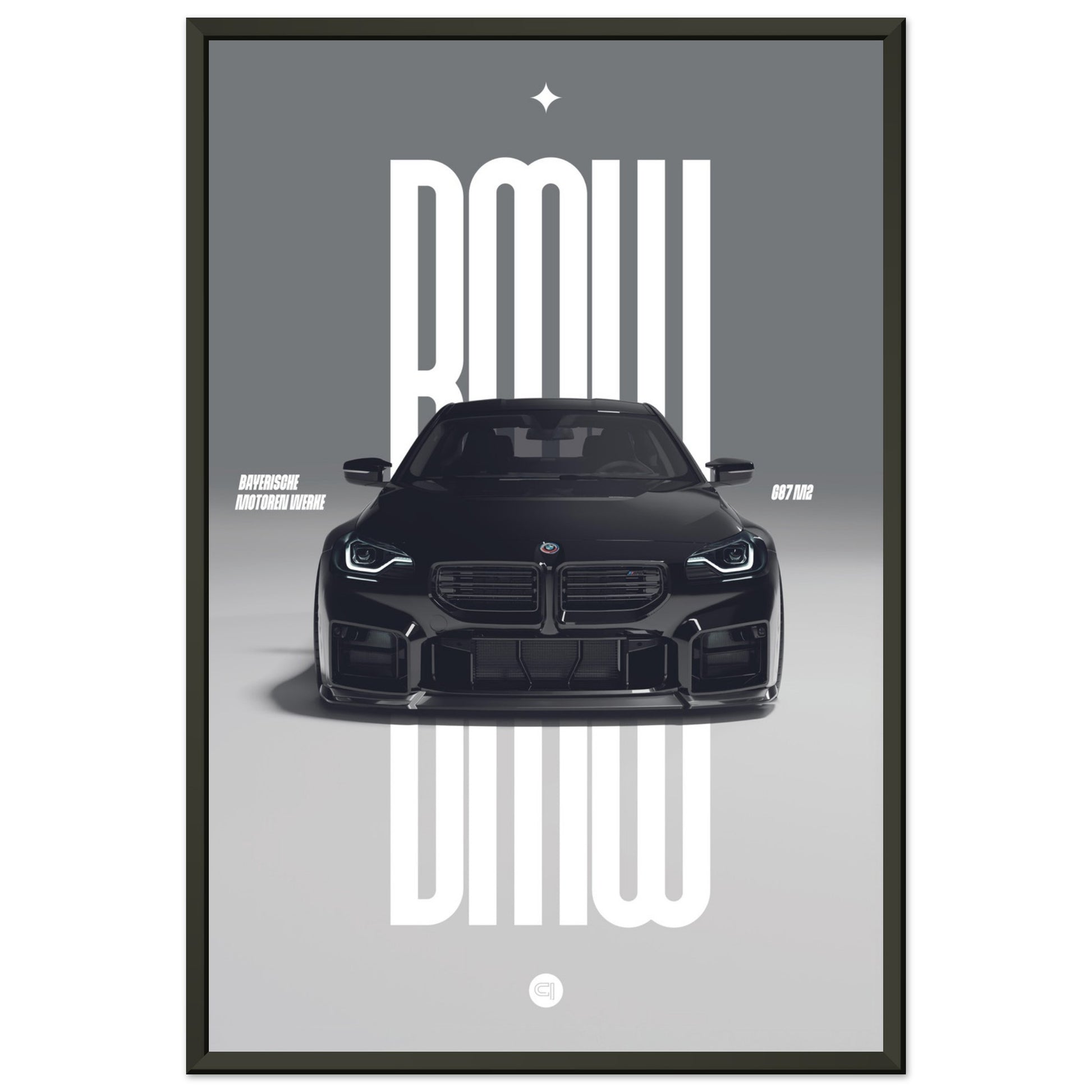 Framed Car Poster - BMW G87 M2 - Black