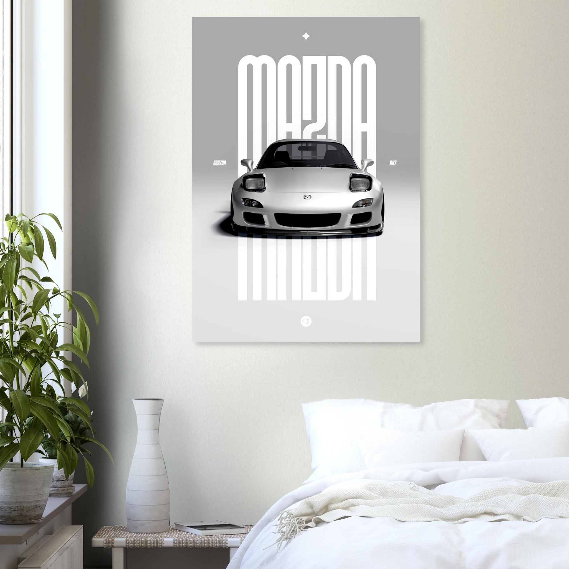 Car Poster - Mazda RX7 - White Pop up