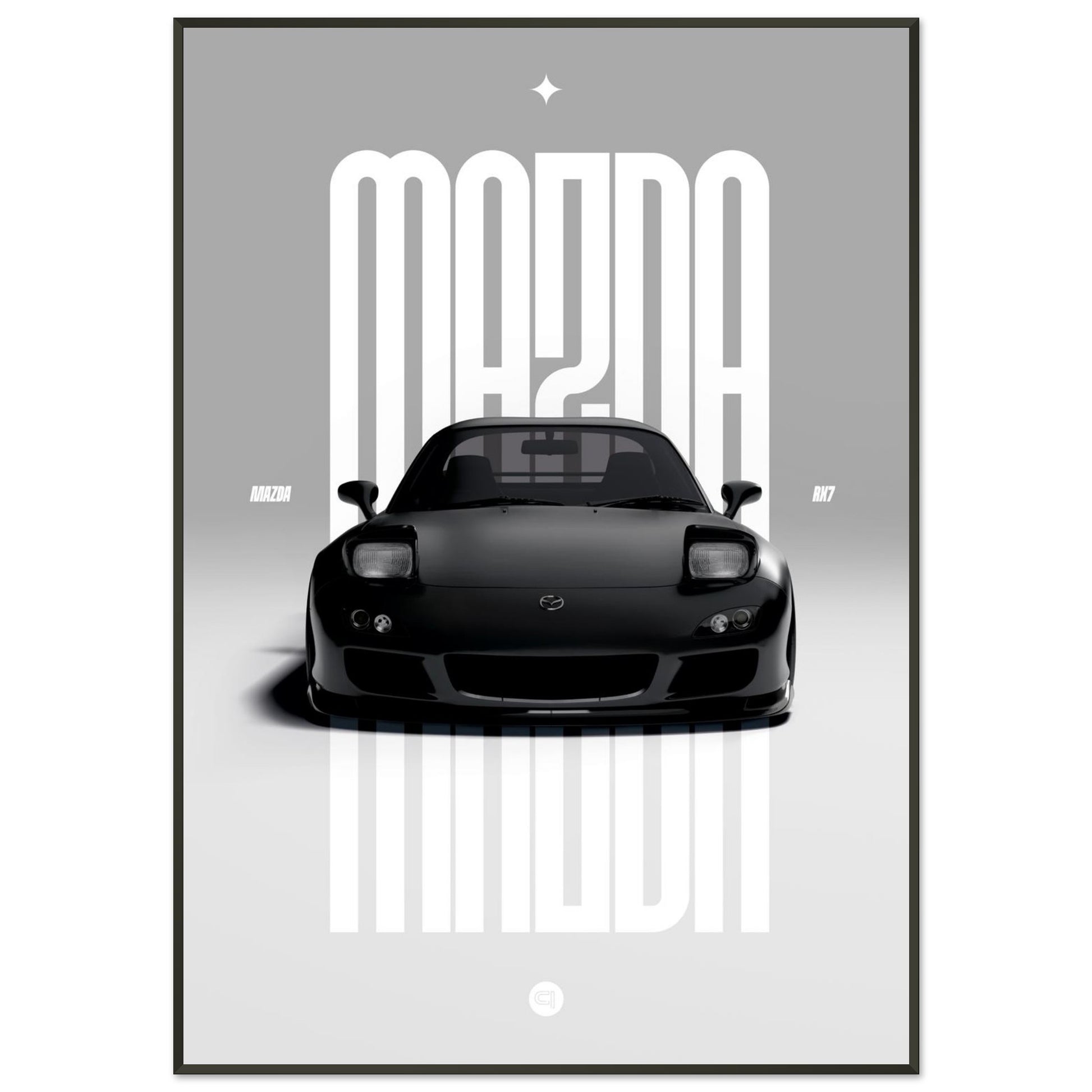 Framed Car Poster - Mazda RX7 - Black Pop up