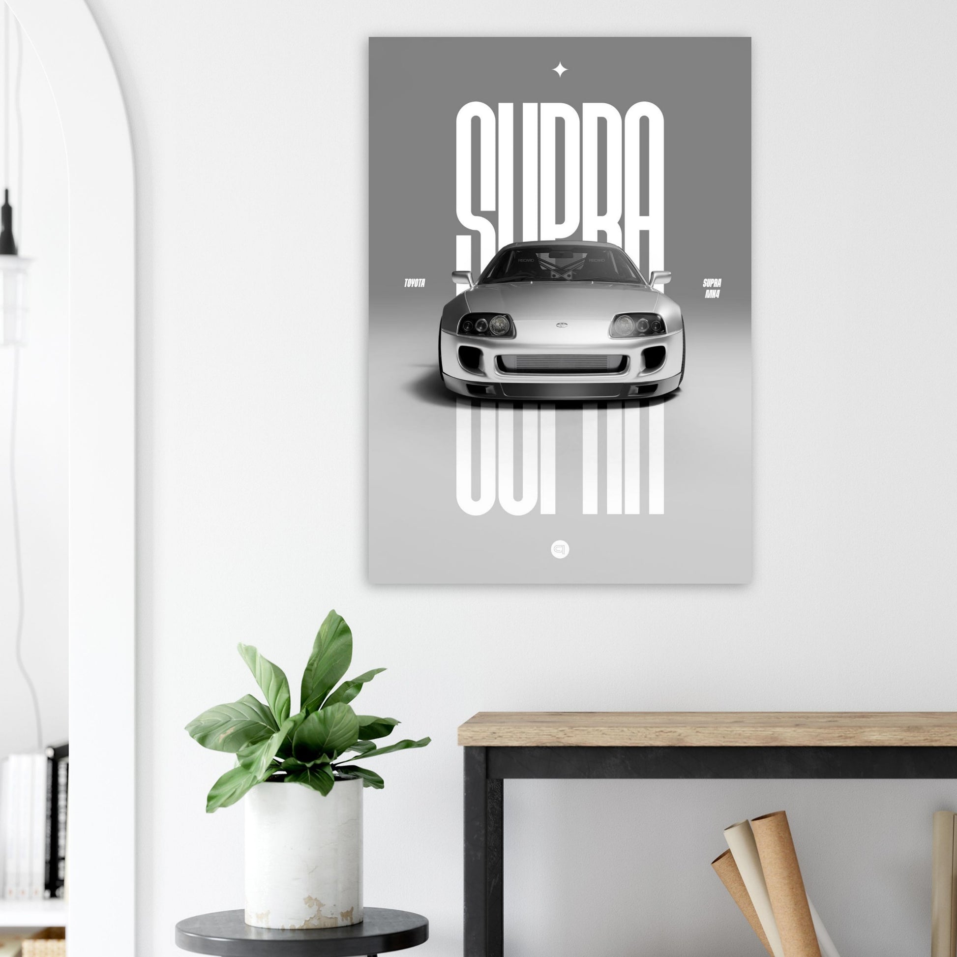 Car Poster - Toyota Supra MK4 - White