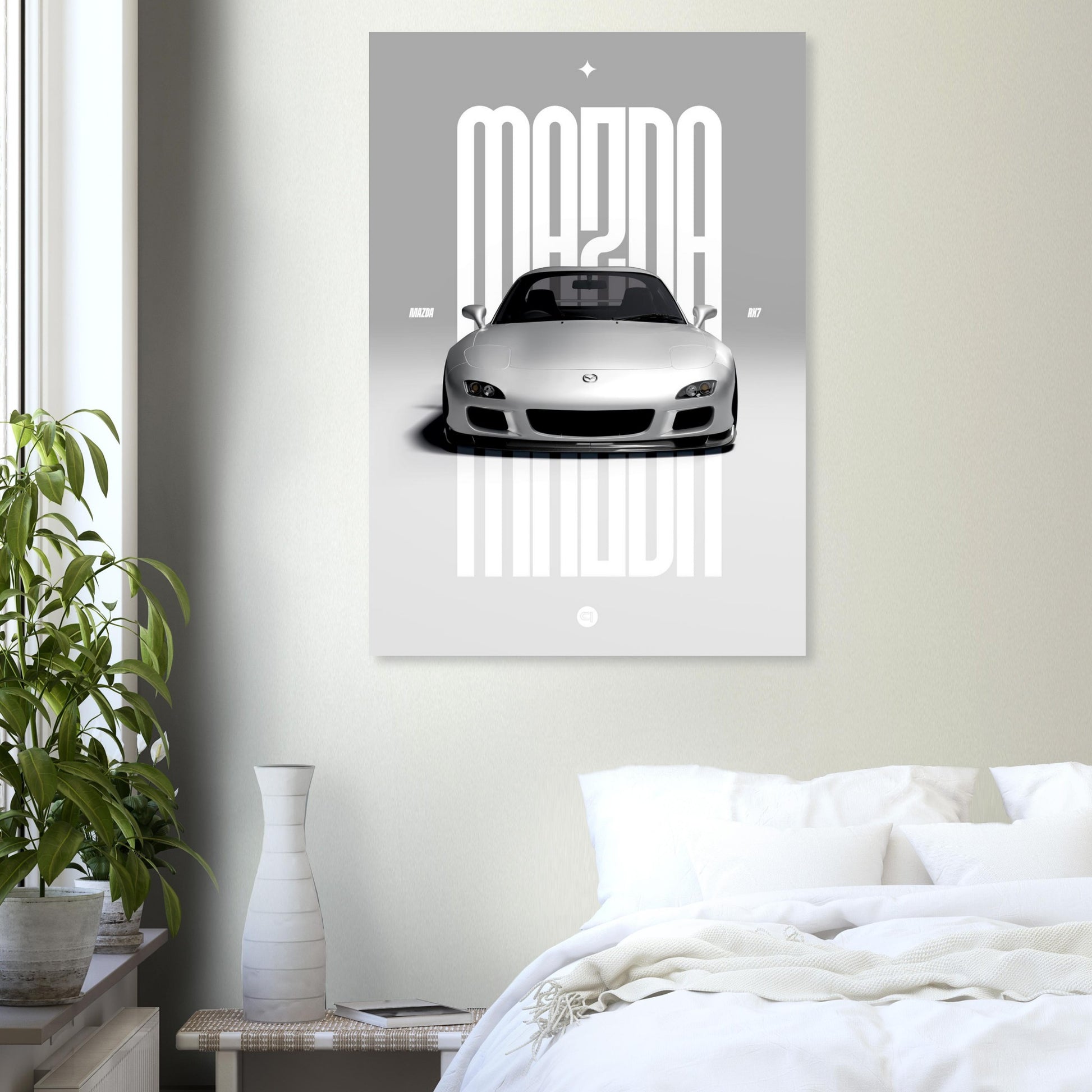 Car Poster - Mazda RX7 - White
