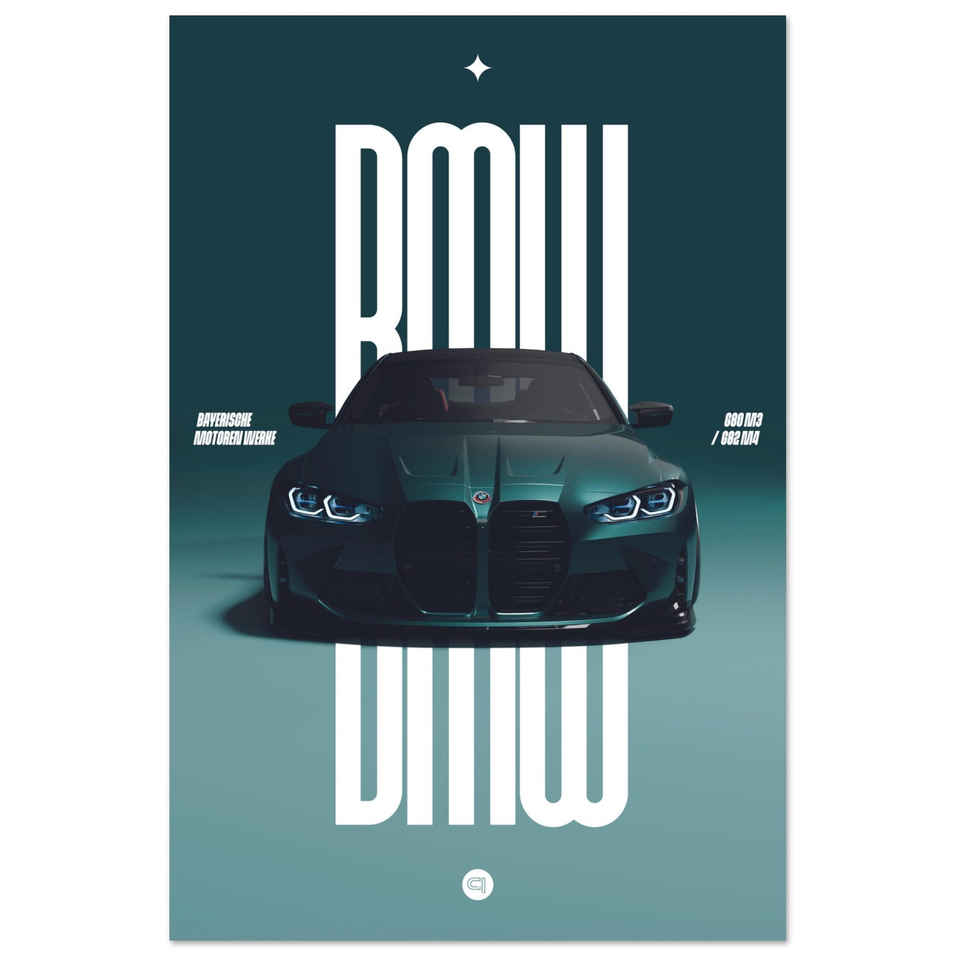Car Poster - BMW G80 M3 / G82 M4 Bumper - Darkgreen