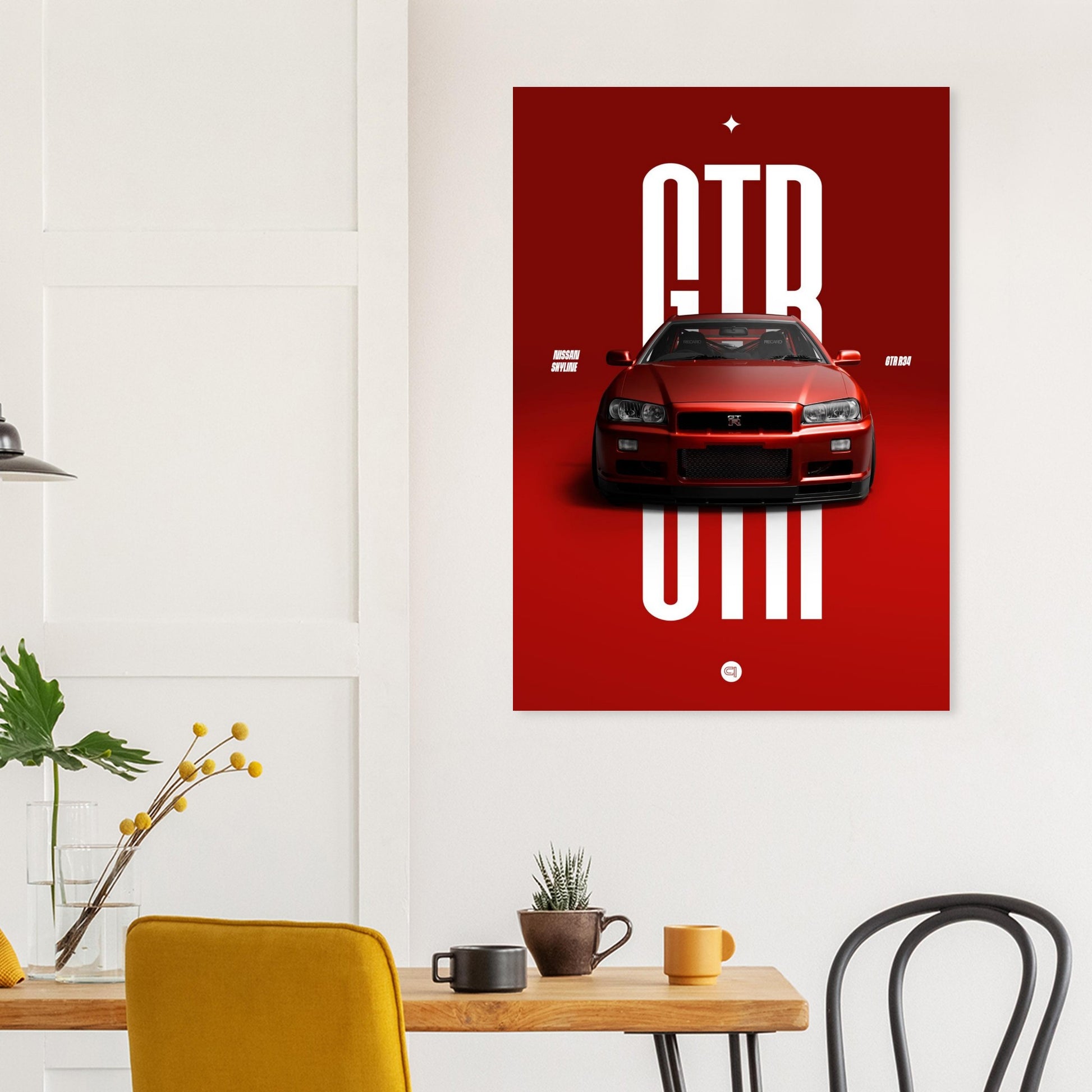Car Poster - Nissan Skyline GTR R34 - Red