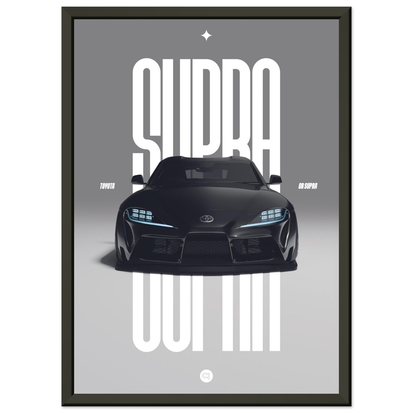 Framed Car Poster - Toyota GR Supra Bumper - Black