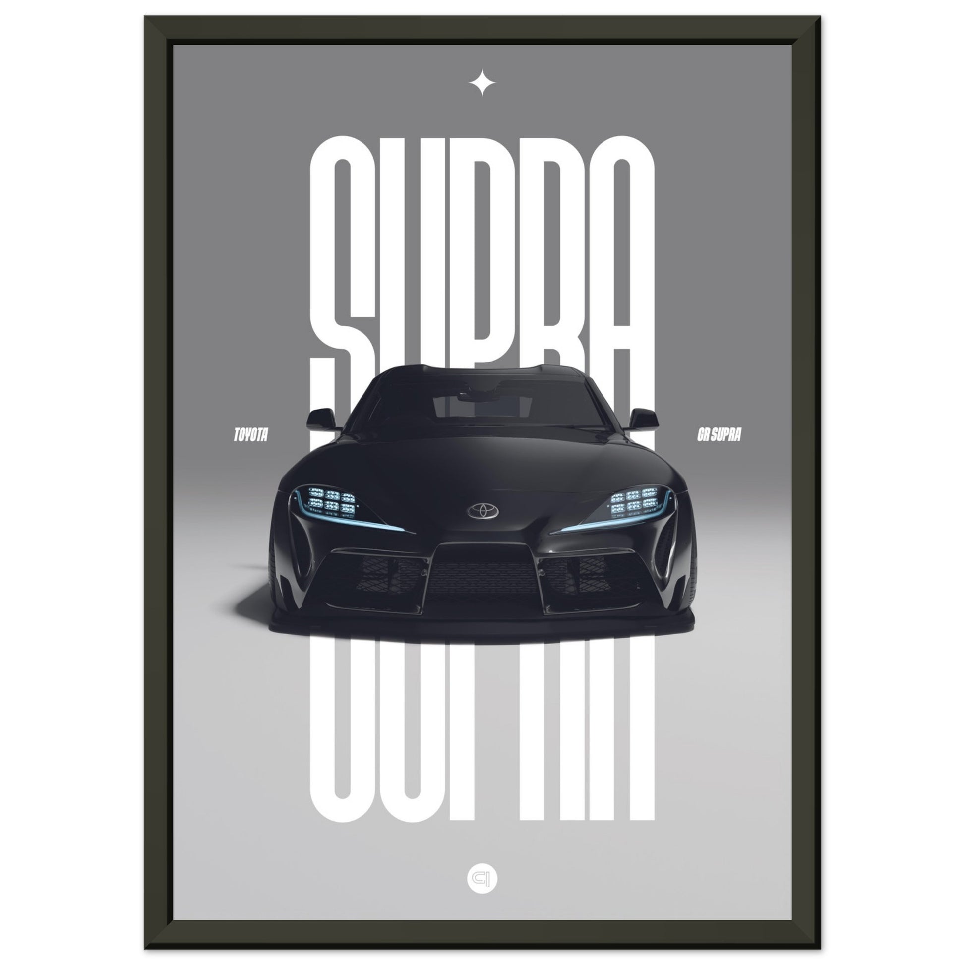 Framed Car Poster - Toyota GR Supra Bumper - Black