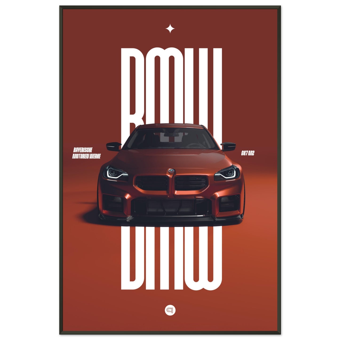 Framed Car Poster - BMW G87 M2 - Orange