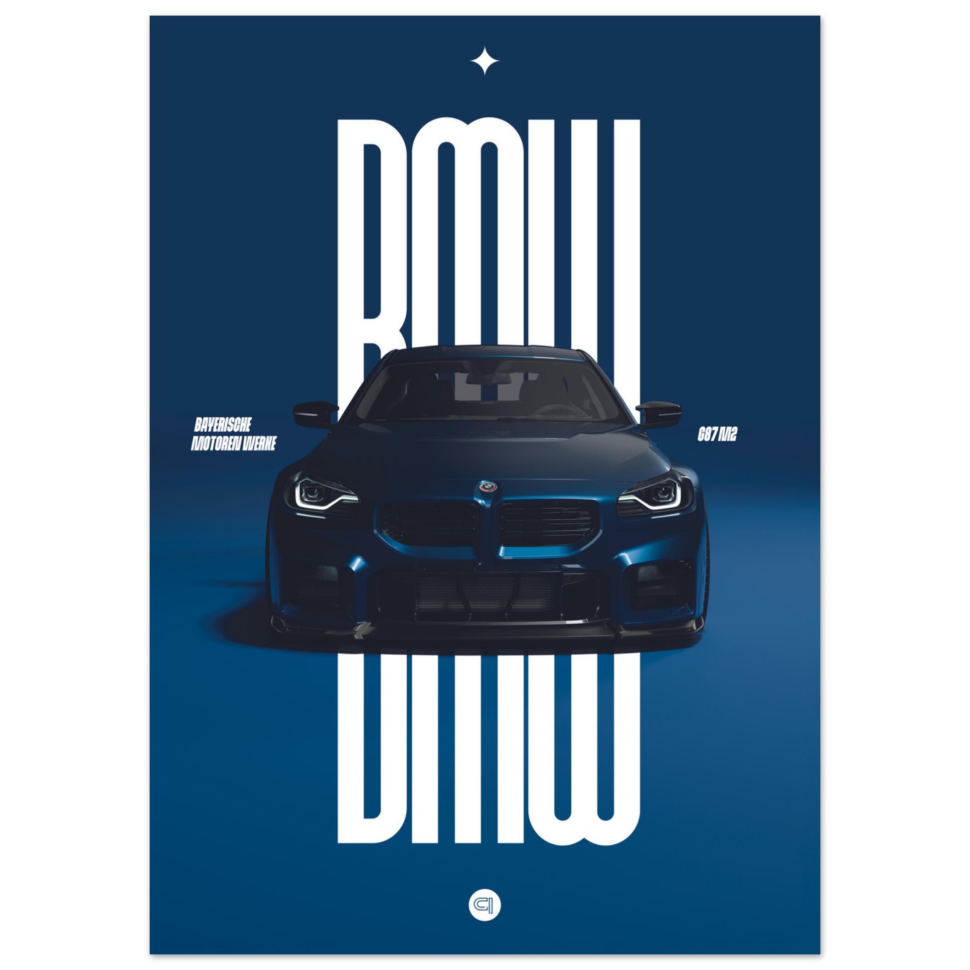 Car Poster - BMW G87 M2 - Darkblue