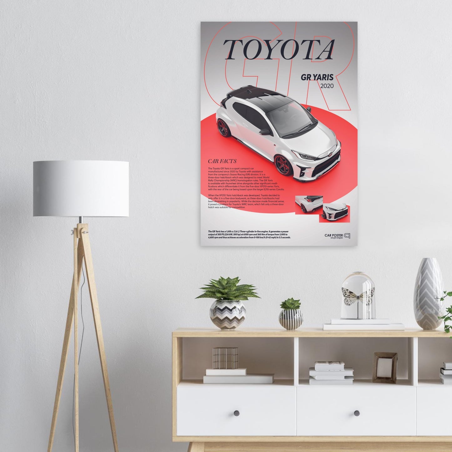 Car Poster - Toyota GR Yaris - White
