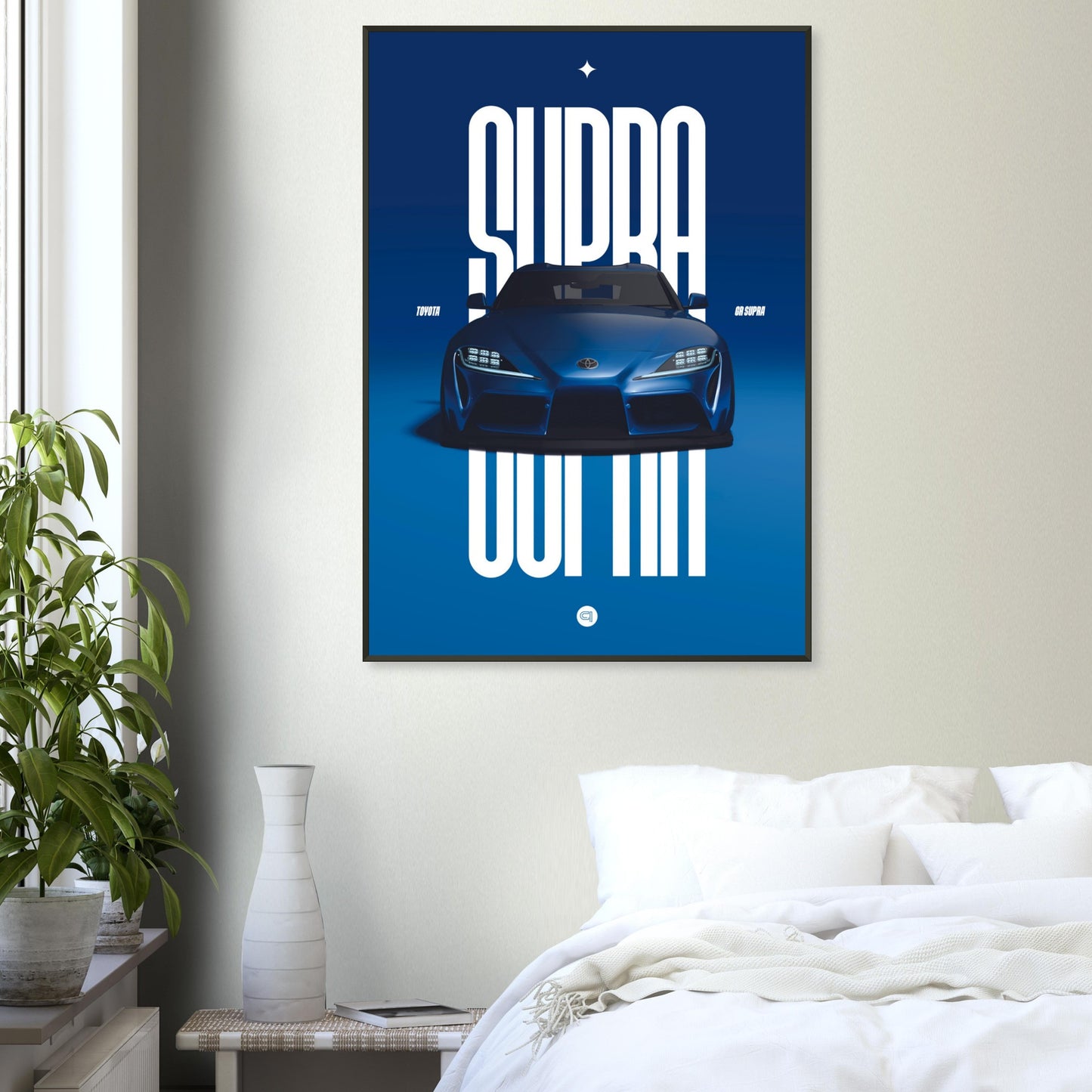 Framed Car Poster - Toyota GR Supra Bumper - Blue