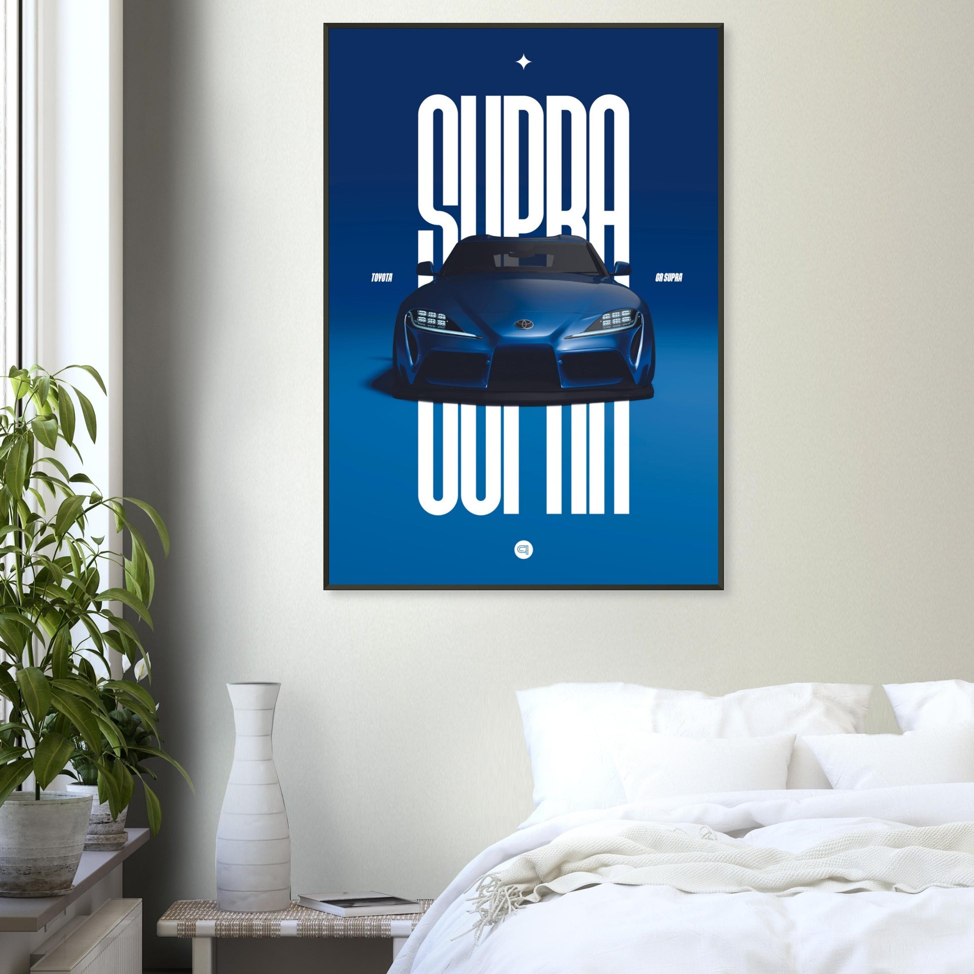 Framed Car Poster - Toyota GR Supra Bumper - Blue